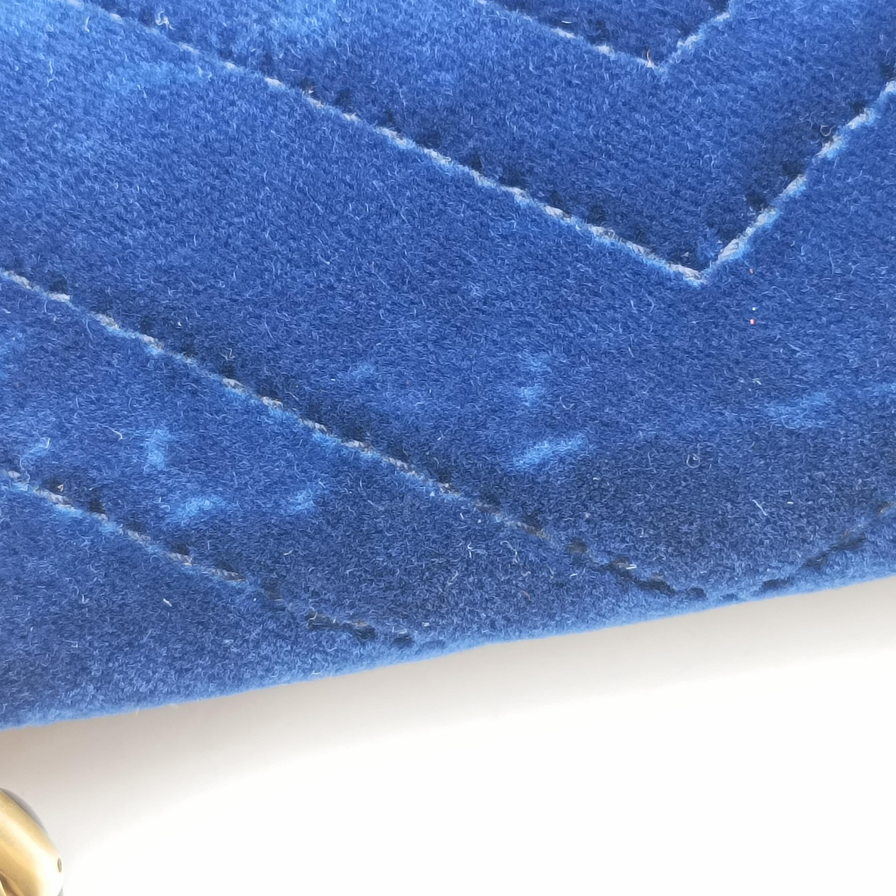 Vintage Gucci GG Marmont Blue velour 446744 shoulderbag | stylenewstar