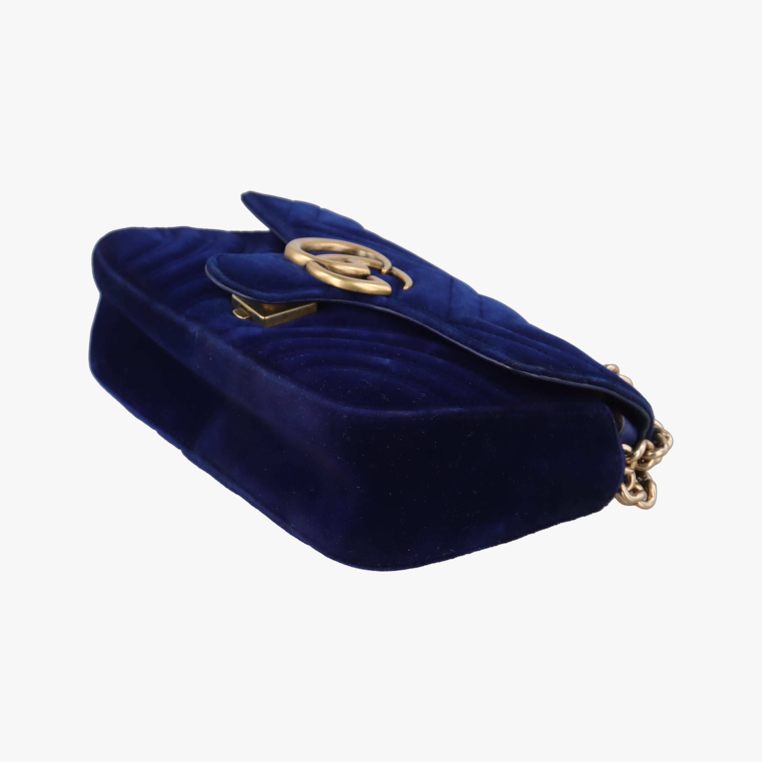 Vintage Gucci GG Marmont Blue velour 446744 shoulderbag | stylenewstar