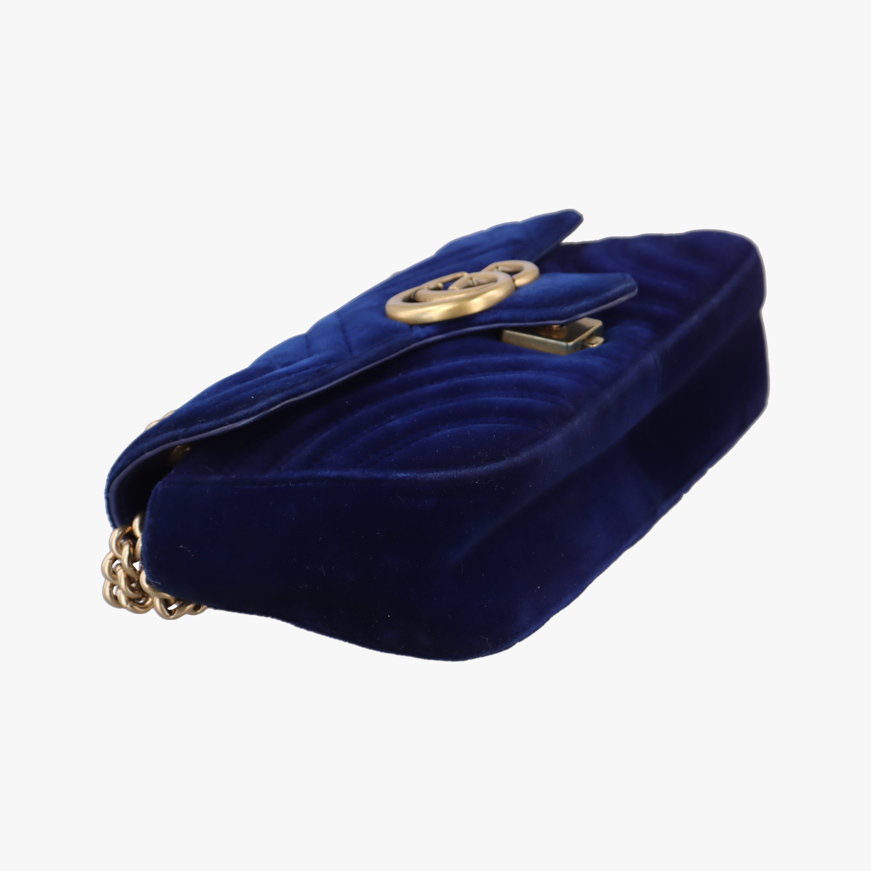 Vintage Gucci GG Marmont Blue velour 446744 shoulderbag | stylenewstar