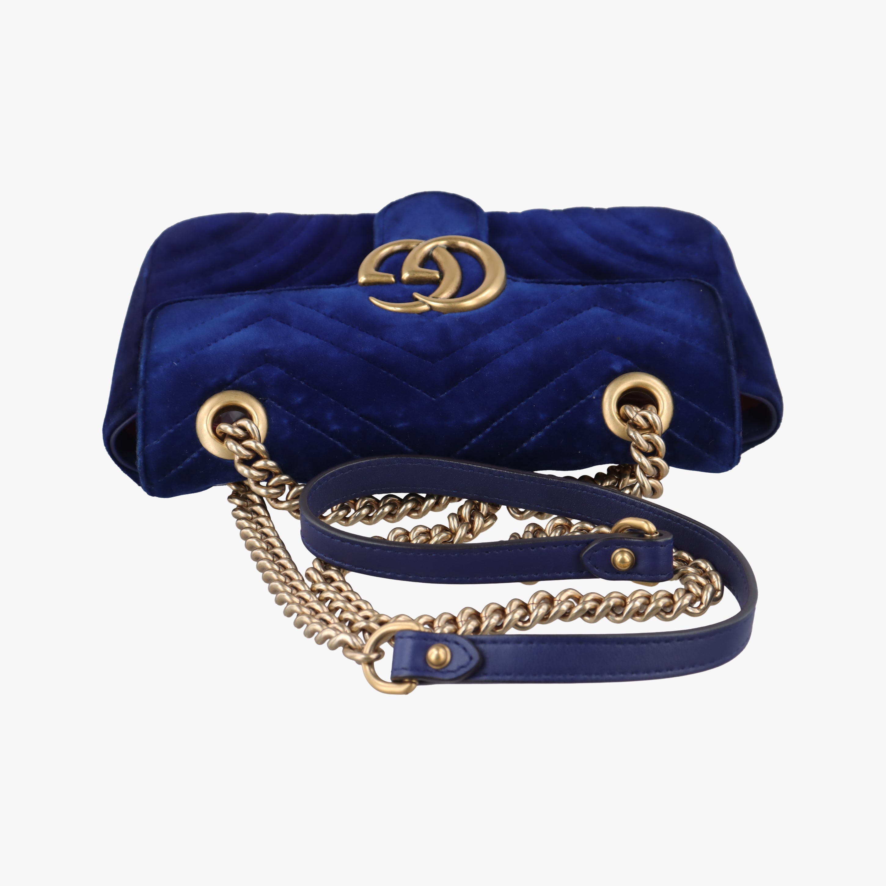 Vintage Gucci GG Marmont Blue velour 446744 shoulderbag | stylenewstar