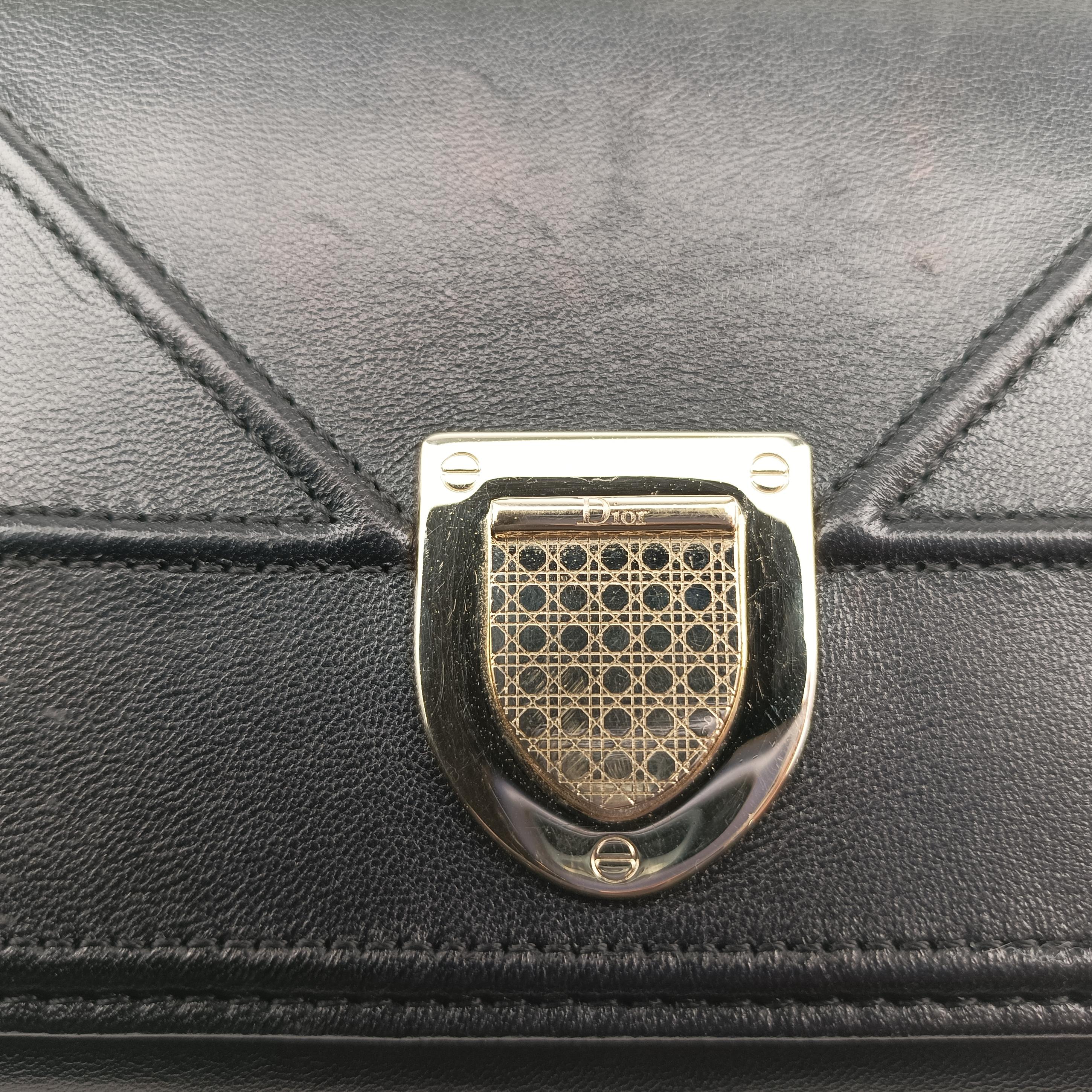 Pre-owned Christian Dior Diorama Black Leather  shoulderbag | stylenewstar