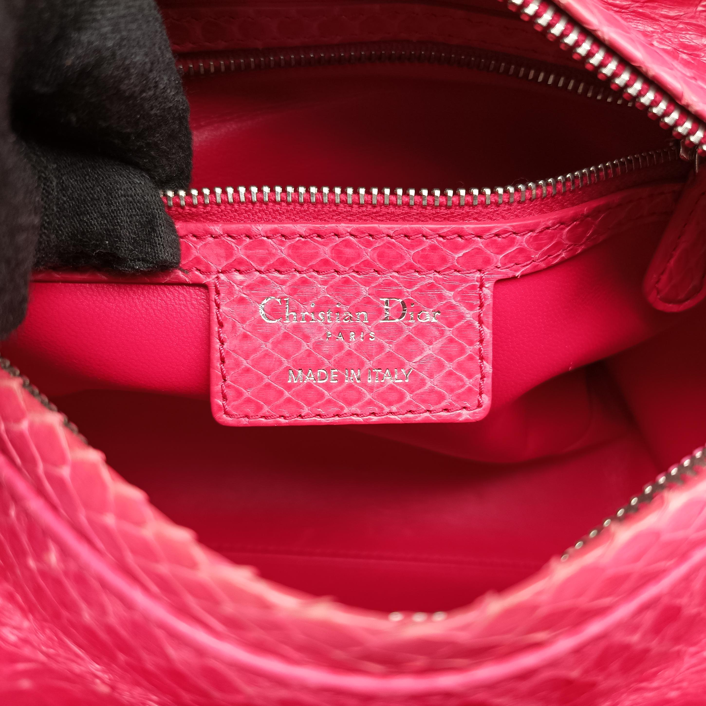 Secondhand Christian Dior Lady Dior Pink snakeskin  shoulderbag | stylenewstar
