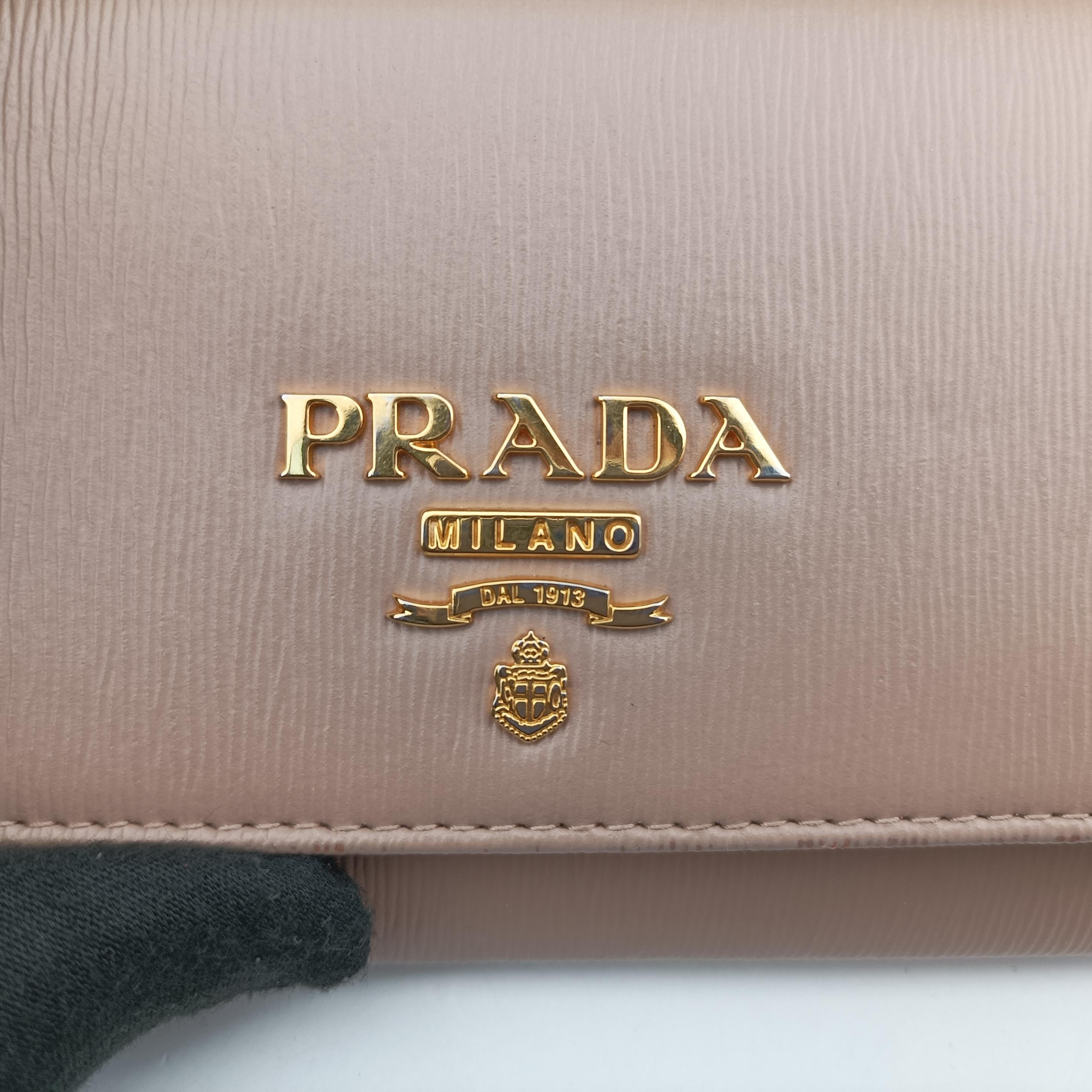 Pre-owned Prada Vitello Diano Beige Saffiano Leather  shoulderbag | stylenewstar