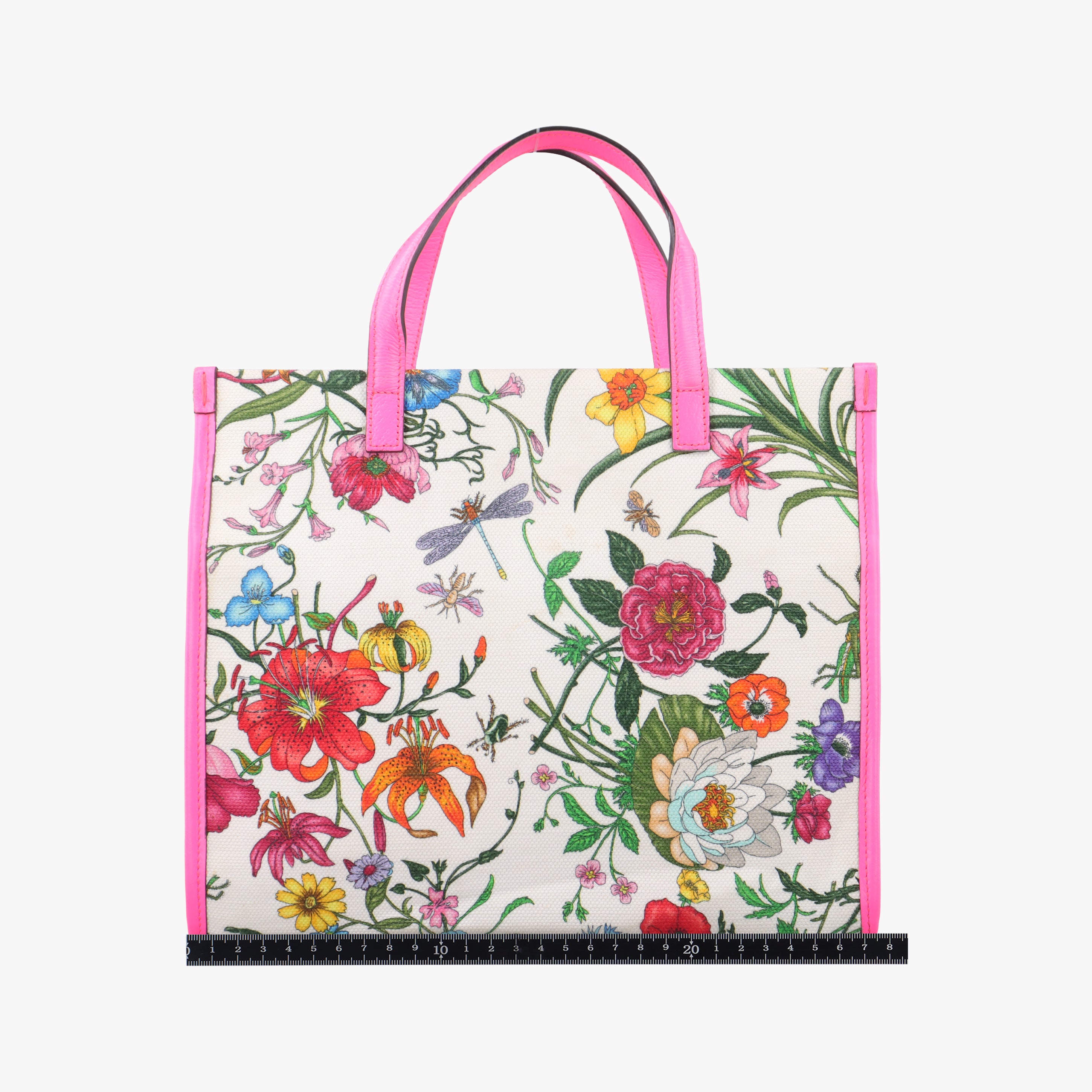 Pre-owned Gucci Flora Pink x White x Multicolor Canvas 550141 shoulderbag | stylenewstar