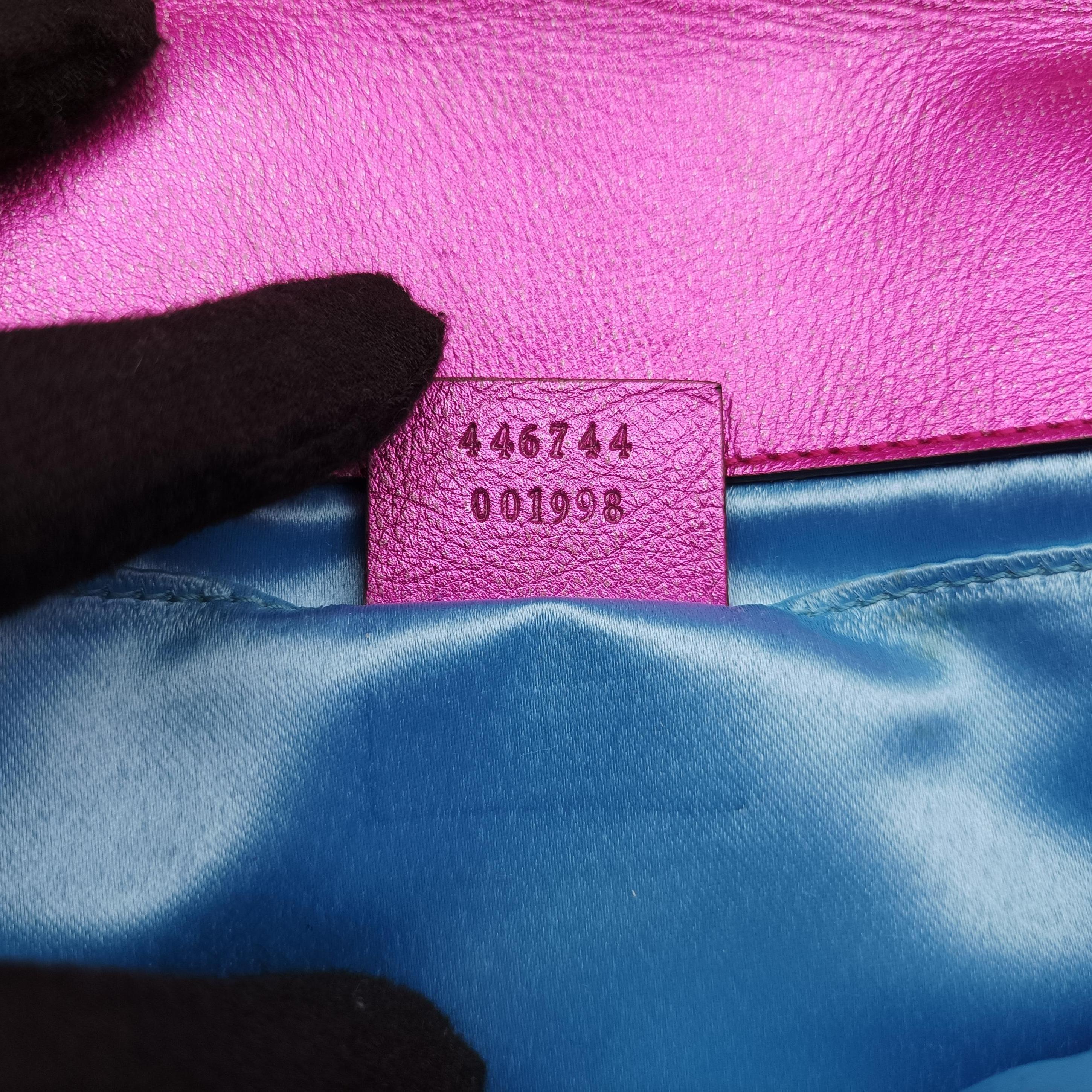 Pre-owned Gucci GG Marmont Pink×Orange×Rose Red Leather 446744 shoulderbag | stylenewstar