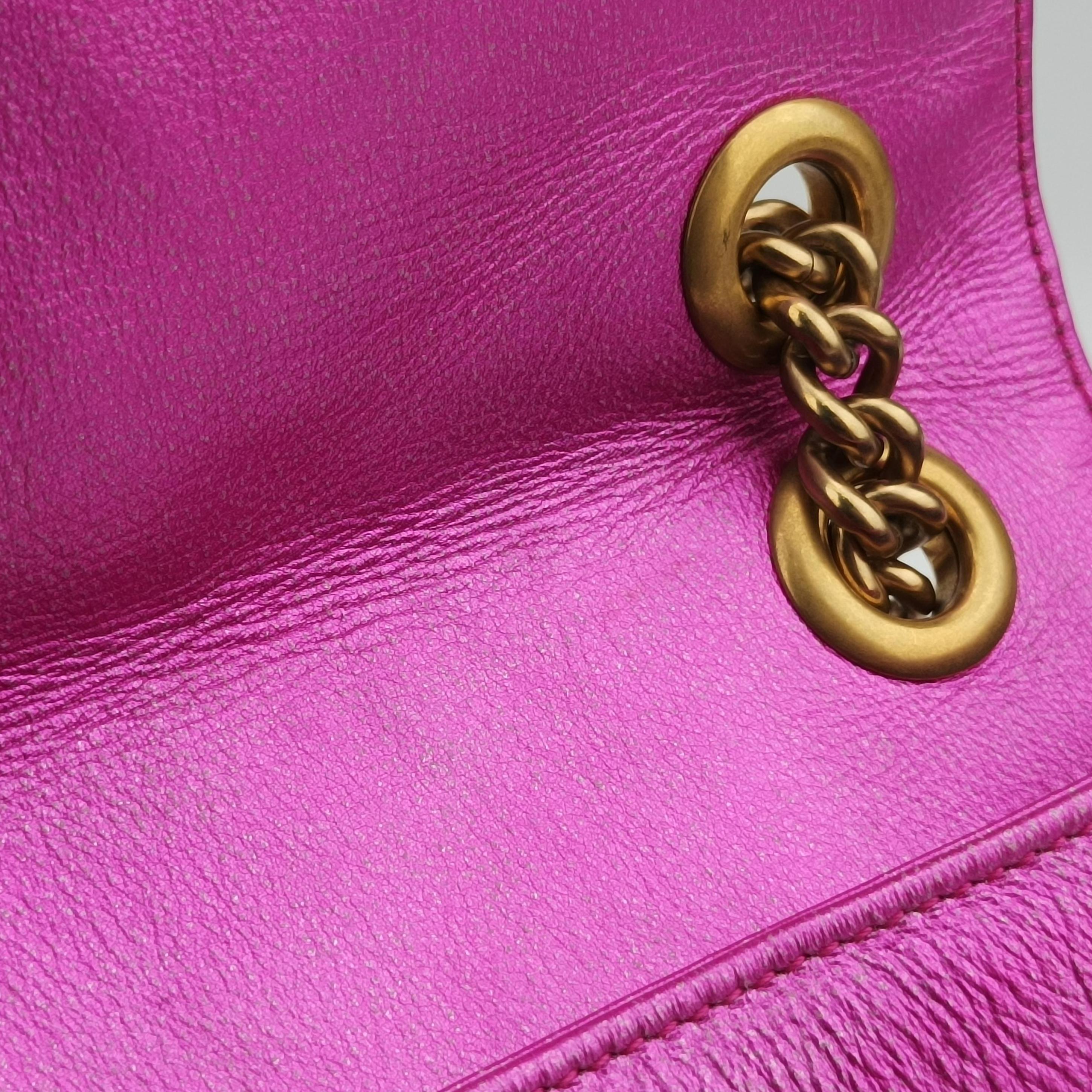 Pre-owned Gucci GG Marmont Pink×Orange×Rose Red Leather 446744 shoulderbag | stylenewstar