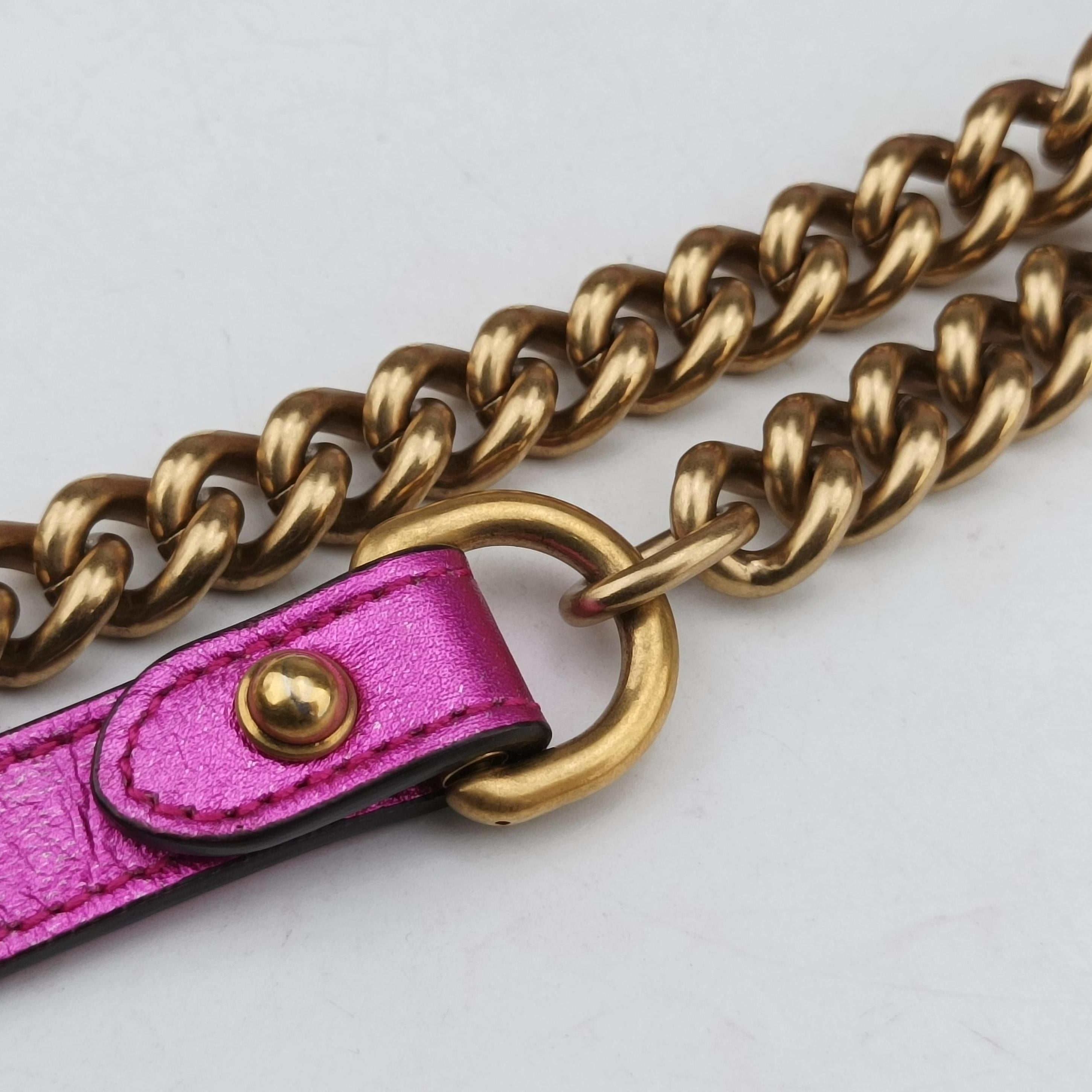 Pre-owned Gucci GG Marmont Pink×Orange×Rose Red Leather 446744 shoulderbag | stylenewstar