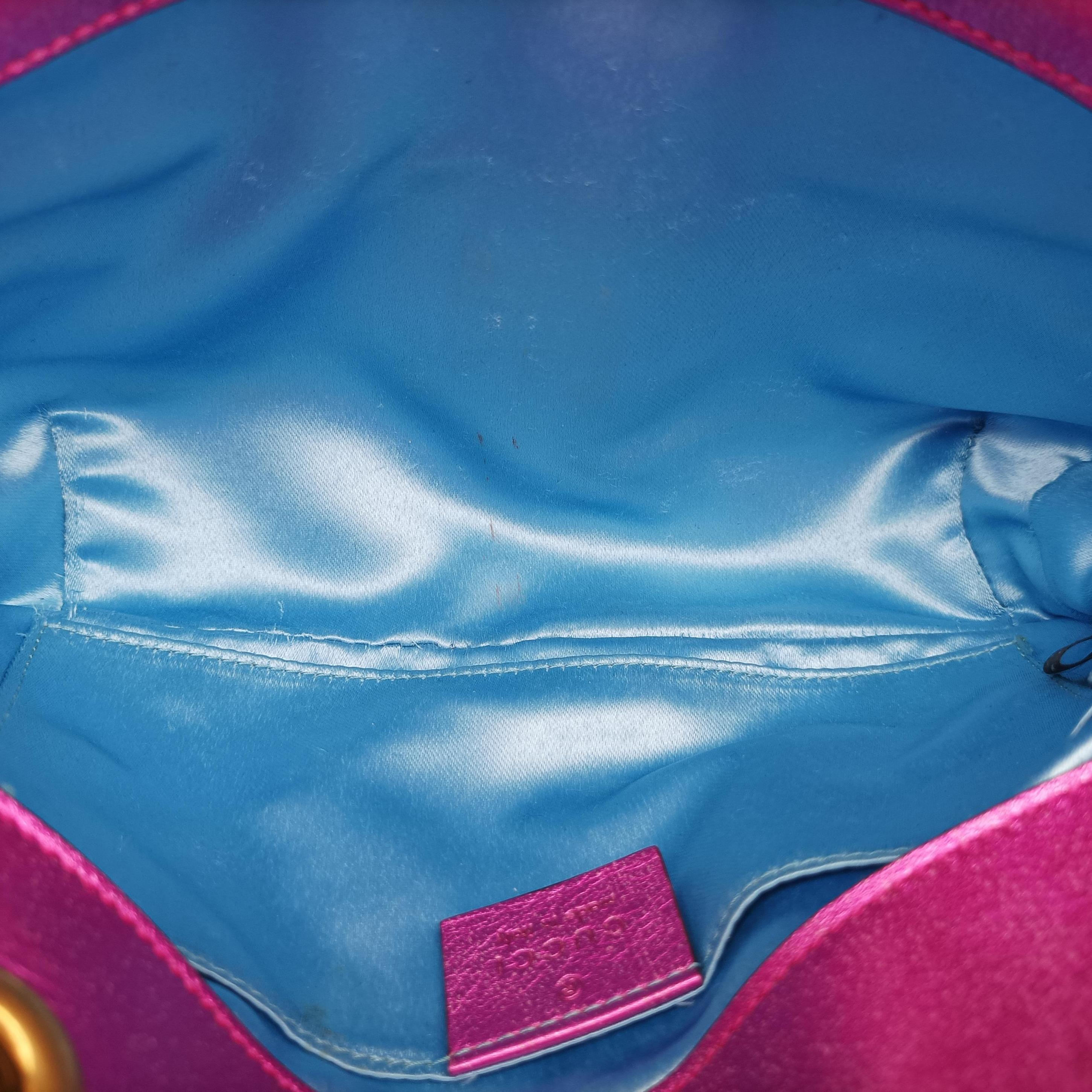 Pre-owned Gucci GG Marmont Pink×Orange×Rose Red Leather 446744 shoulderbag | stylenewstar