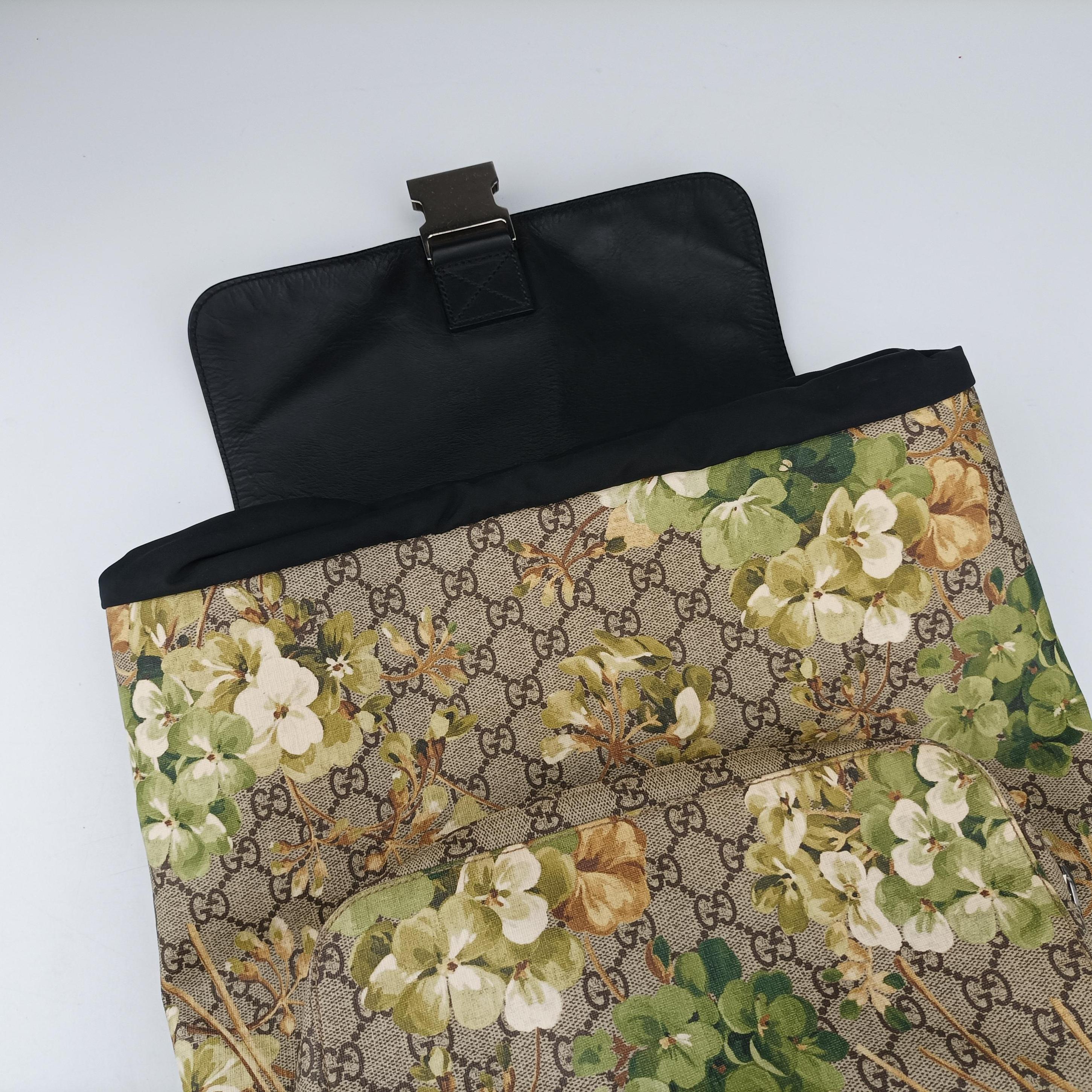 Pre-owned Gucci GG Supreme Beige×black×Multicolour PVC coated canvas×leather 406398 backpack/rucksack | stylenewstar