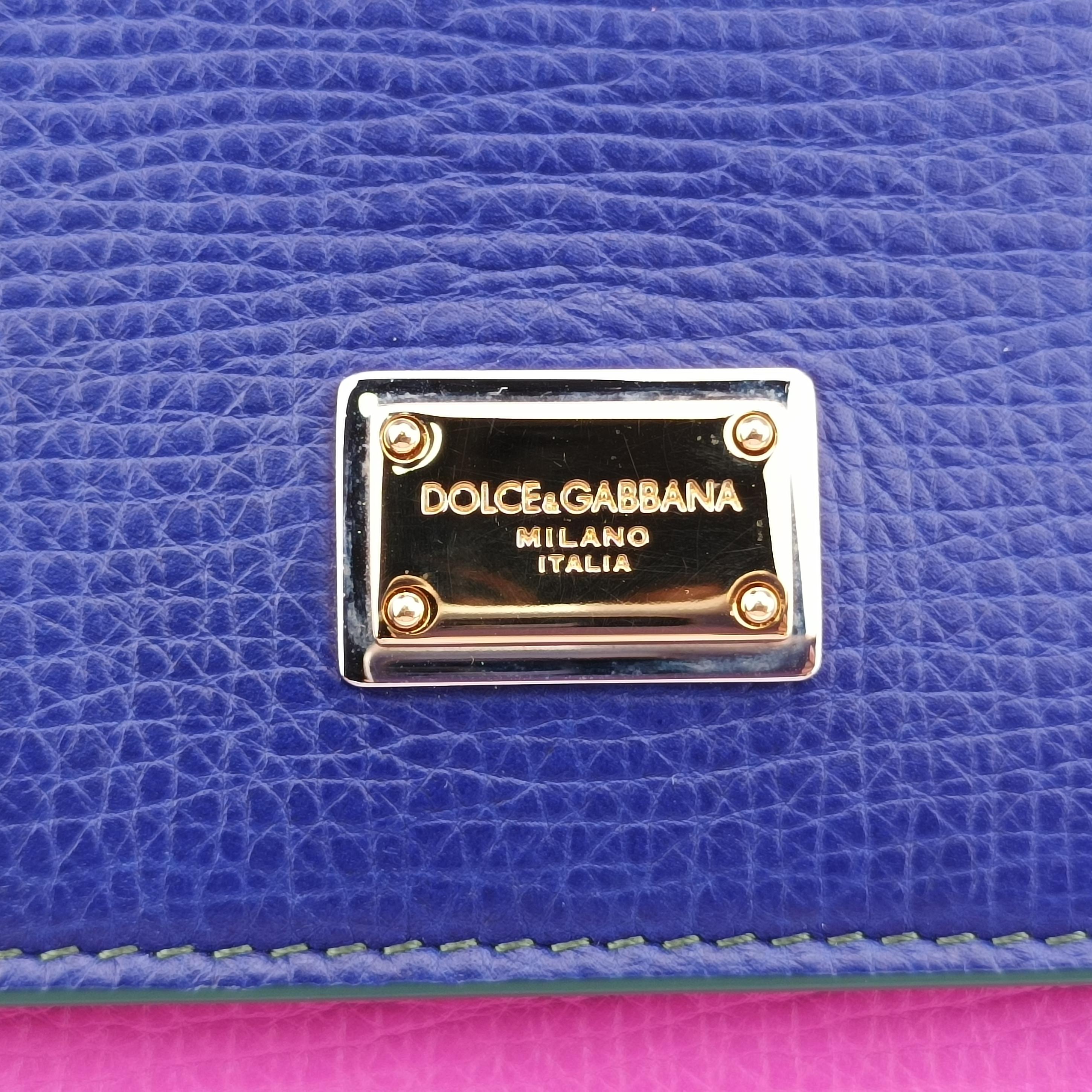 Secondhand Dolce & Gabbana SICILY Pink x Blue x Yellow Leather  shoulderbag | stylenewstar