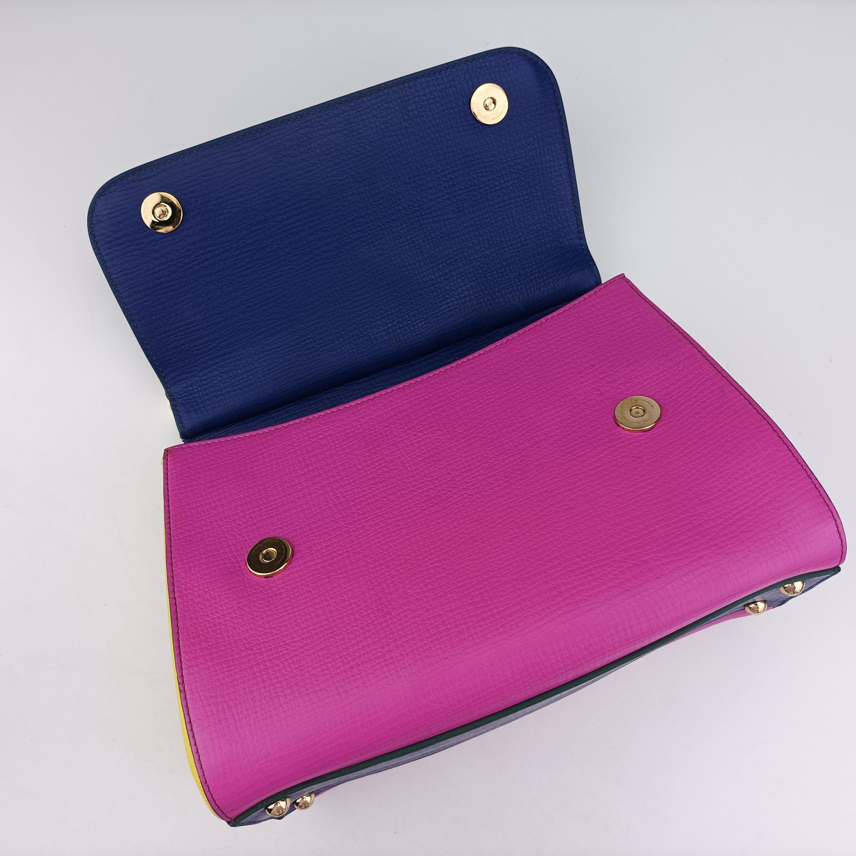Secondhand Dolce & Gabbana SICILY Pink x Blue x Yellow Leather  shoulderbag | stylenewstar