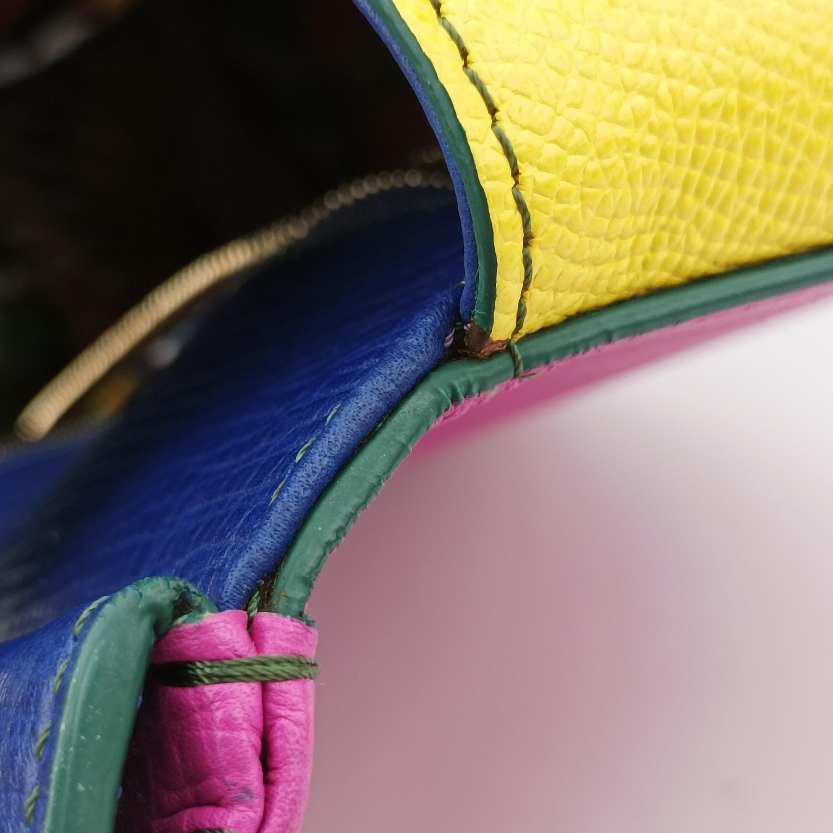 Secondhand Dolce & Gabbana SICILY Pink x Blue x Yellow Leather  shoulderbag | stylenewstar