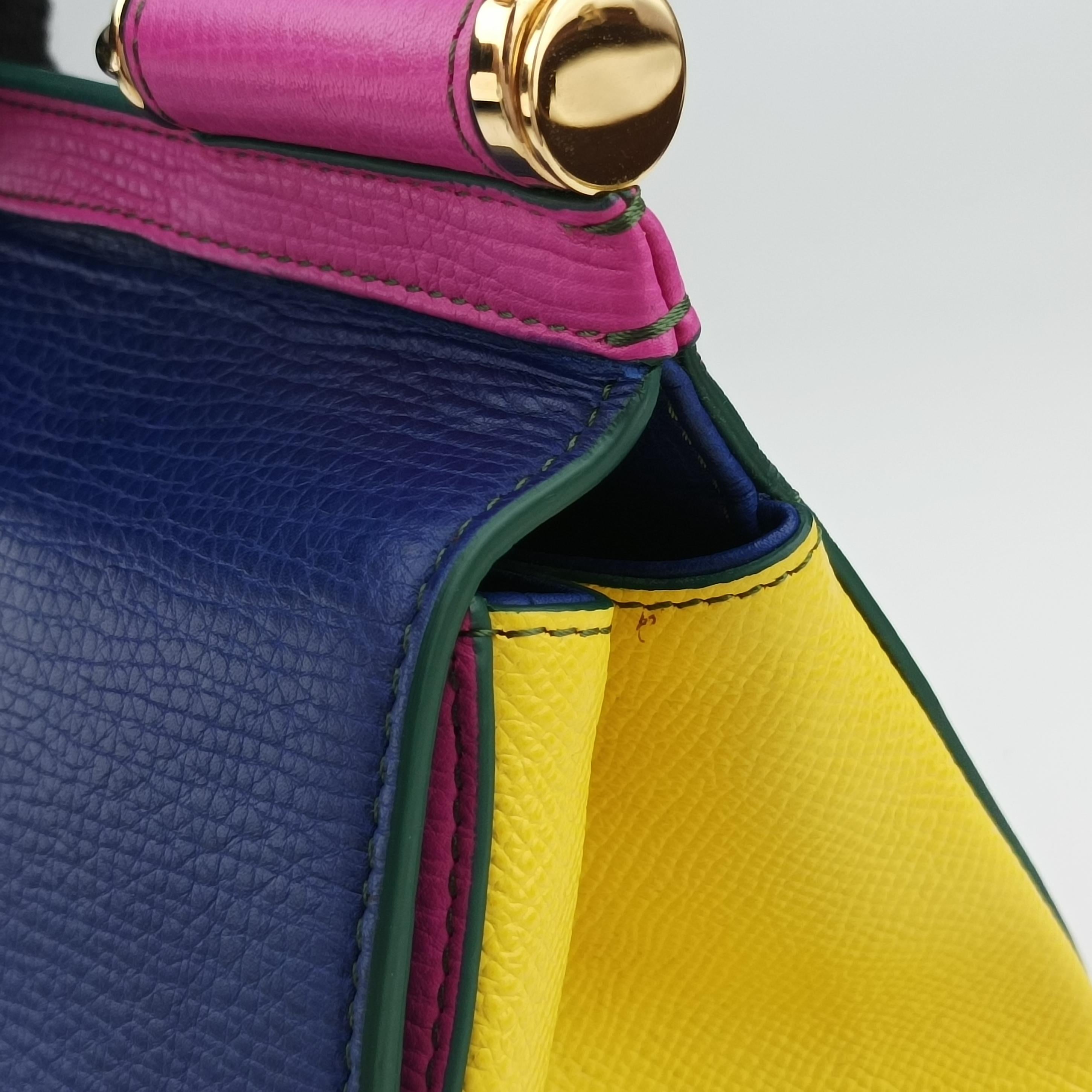 Secondhand Dolce & Gabbana SICILY Pink x Blue x Yellow Leather  shoulderbag | stylenewstar