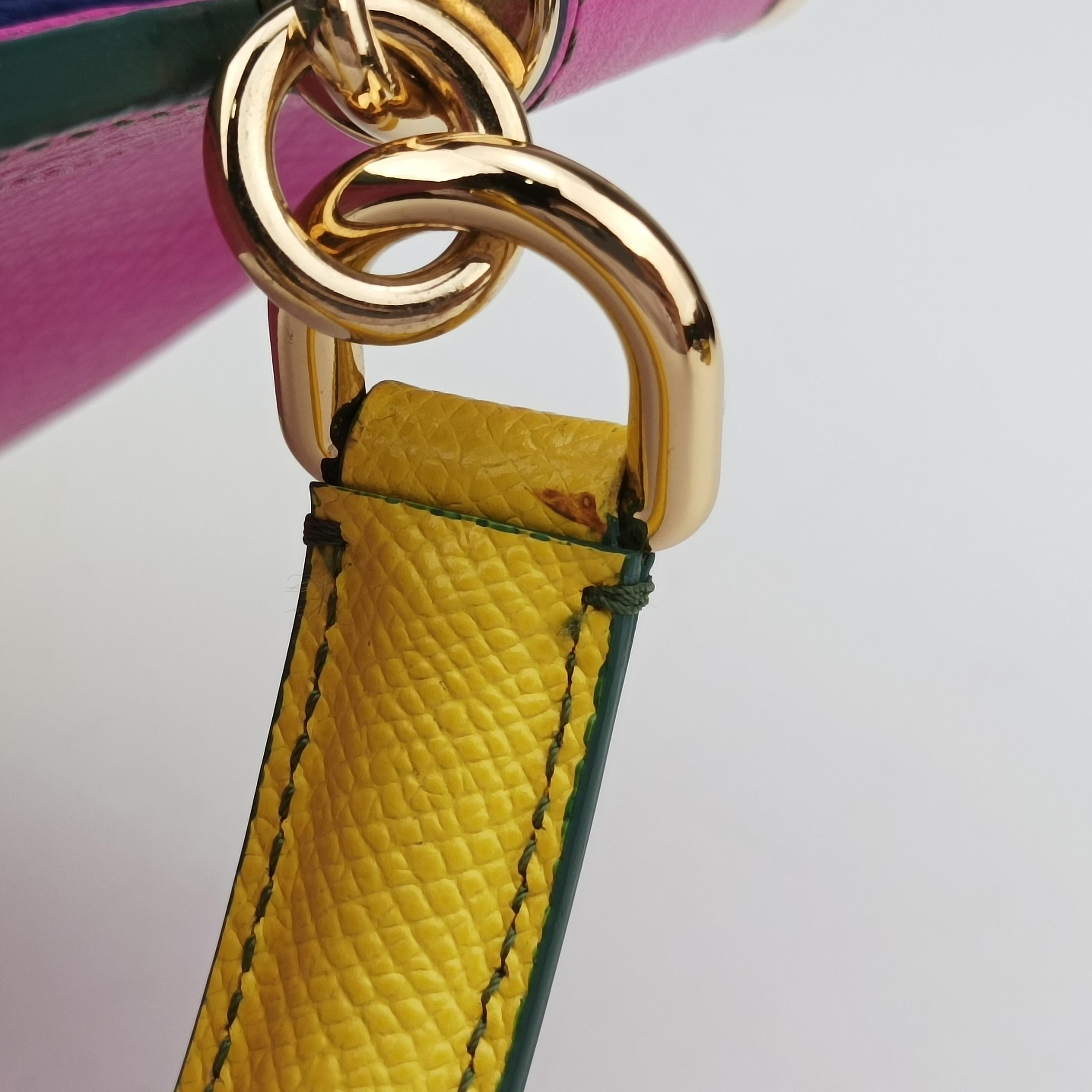 Secondhand Dolce & Gabbana SICILY Pink x Blue x Yellow Leather  shoulderbag | stylenewstar