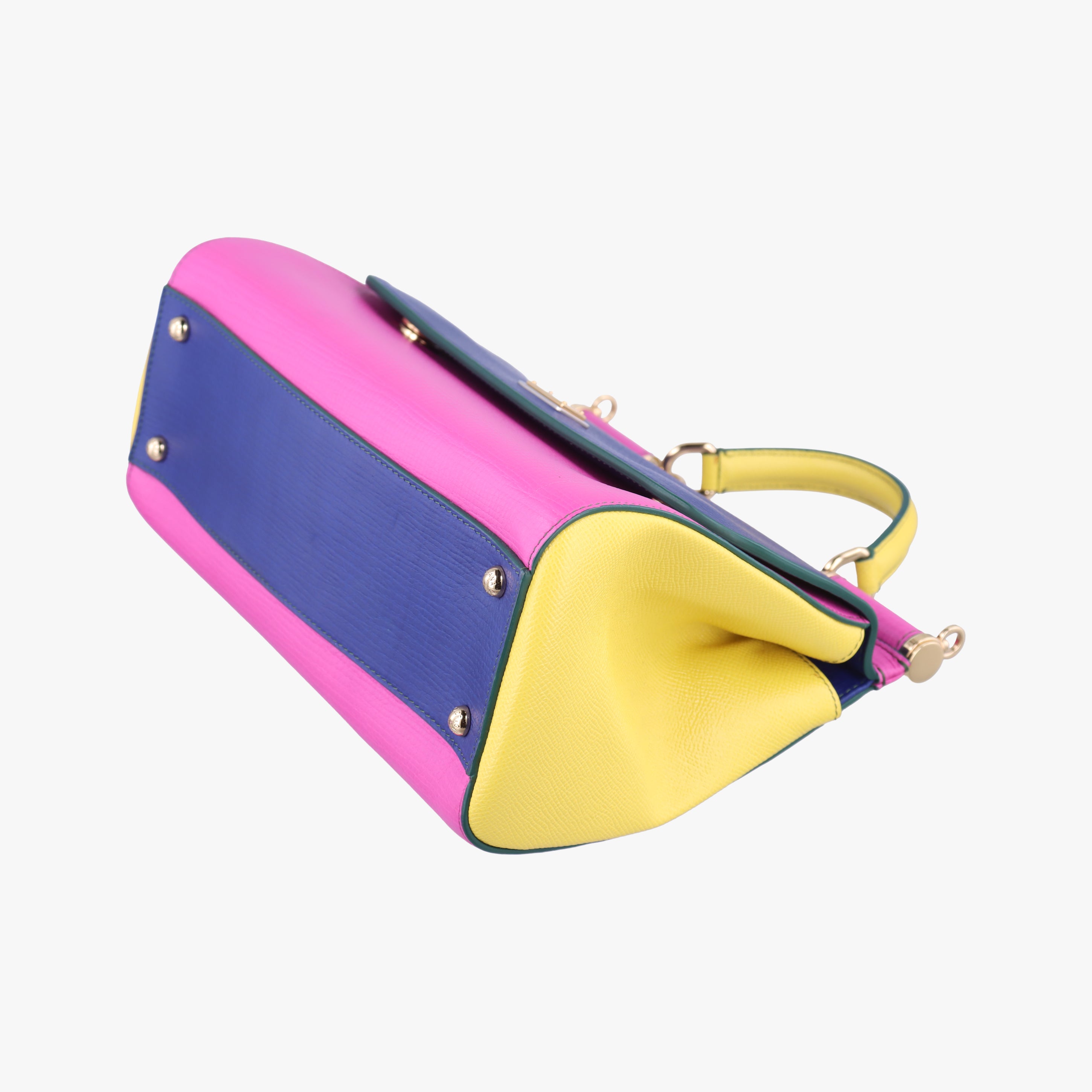 Secondhand Dolce & Gabbana SICILY Pink x Blue x Yellow Leather  shoulderbag | stylenewstar