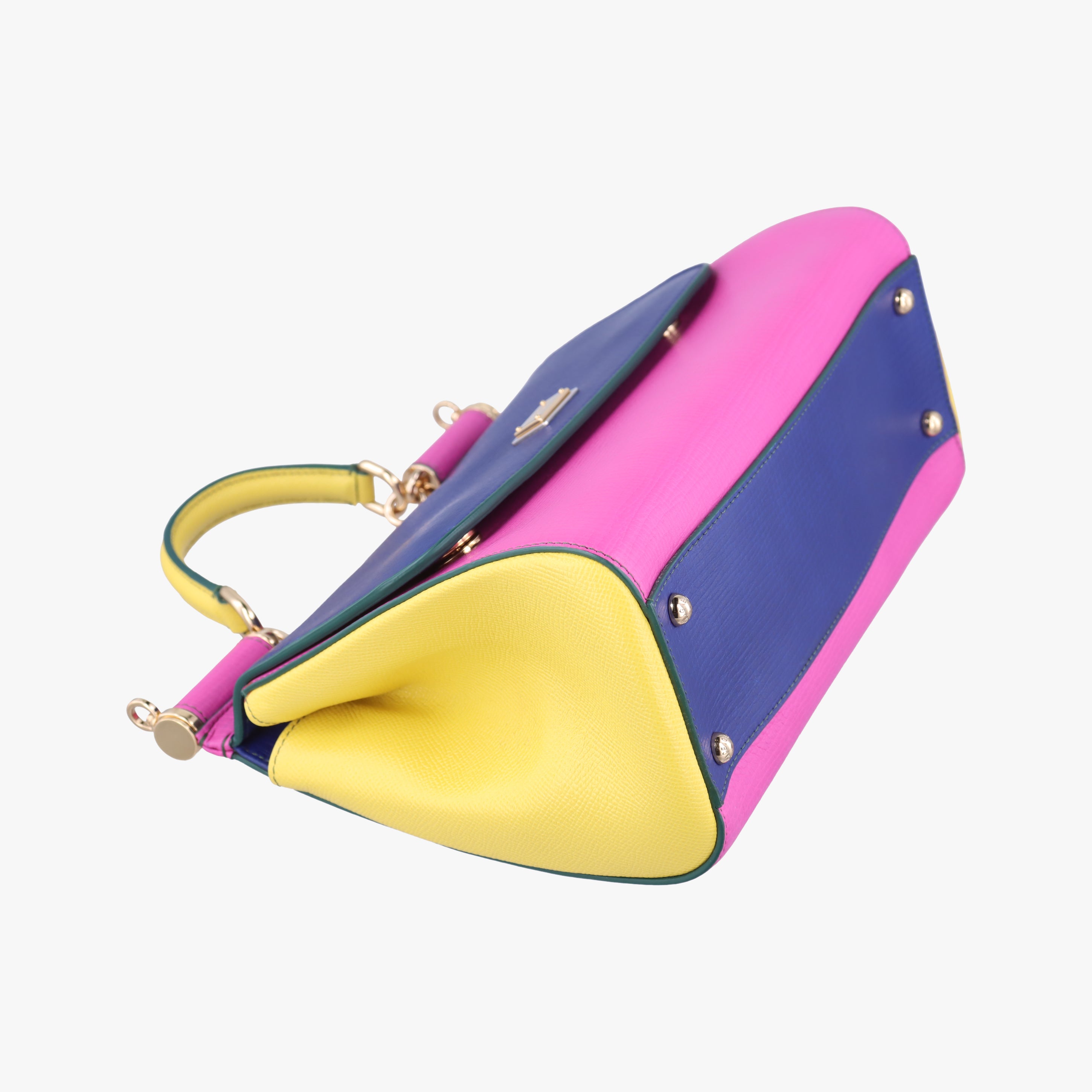 Secondhand Dolce & Gabbana SICILY Pink x Blue x Yellow Leather  shoulderbag | stylenewstar