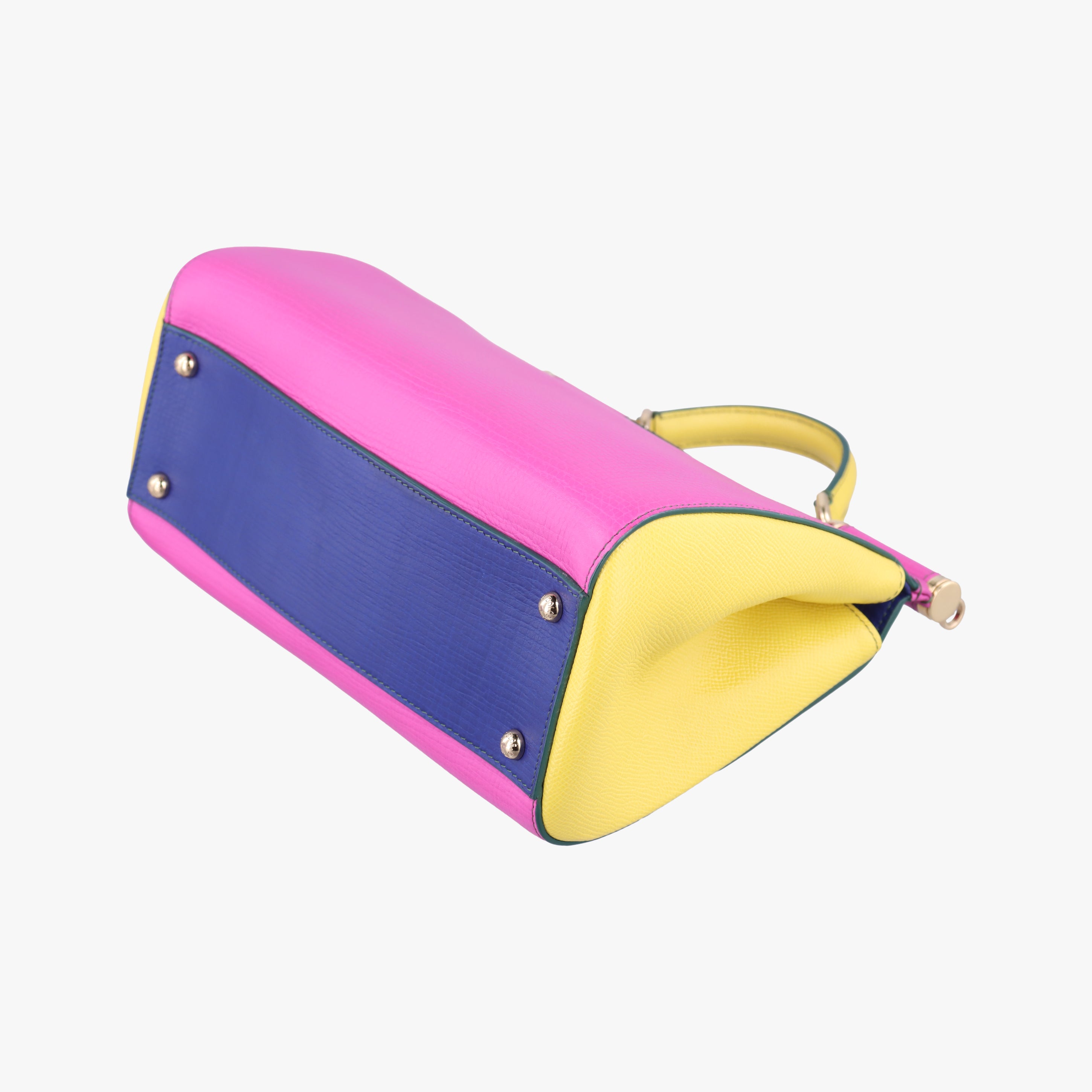 Secondhand Dolce & Gabbana SICILY Pink x Blue x Yellow Leather  shoulderbag | stylenewstar