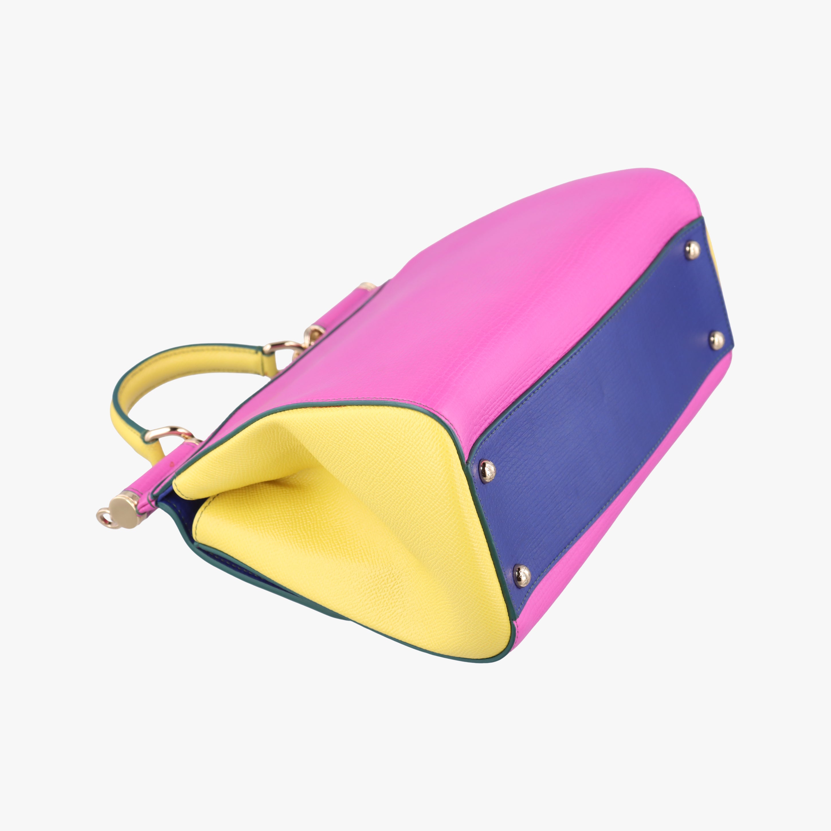 Secondhand Dolce & Gabbana SICILY Pink x Blue x Yellow Leather  shoulderbag | stylenewstar