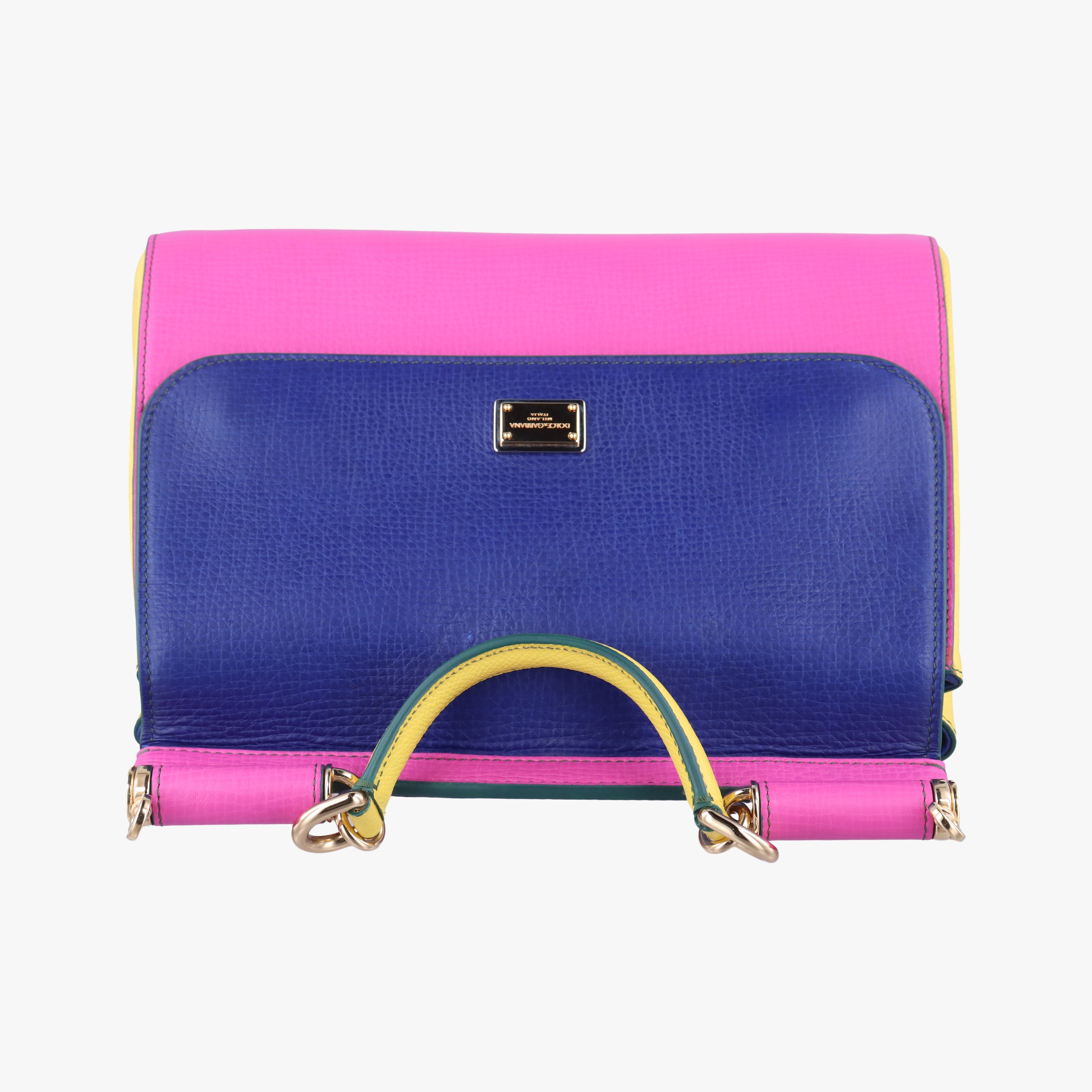 Secondhand Dolce & Gabbana SICILY Pink x Blue x Yellow Leather  shoulderbag | stylenewstar