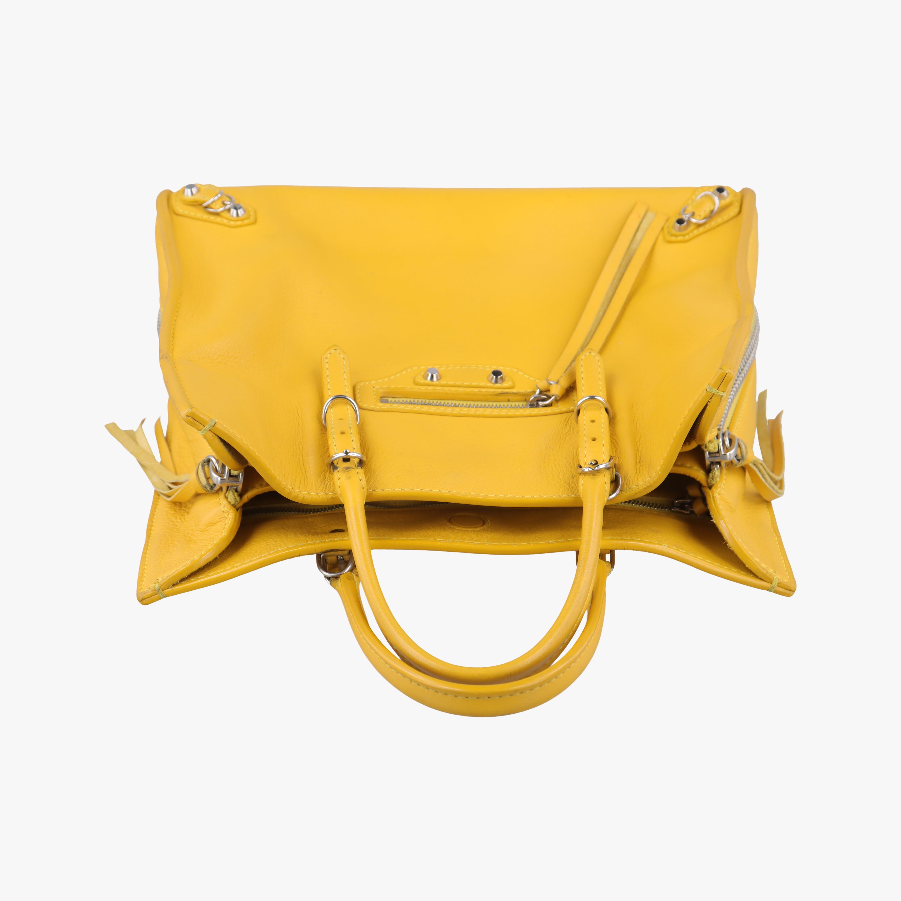 Pre-owned Balenciaga Paper A6 Zip Around Yellow Leather 370926 shoulderbag | stylenewstar