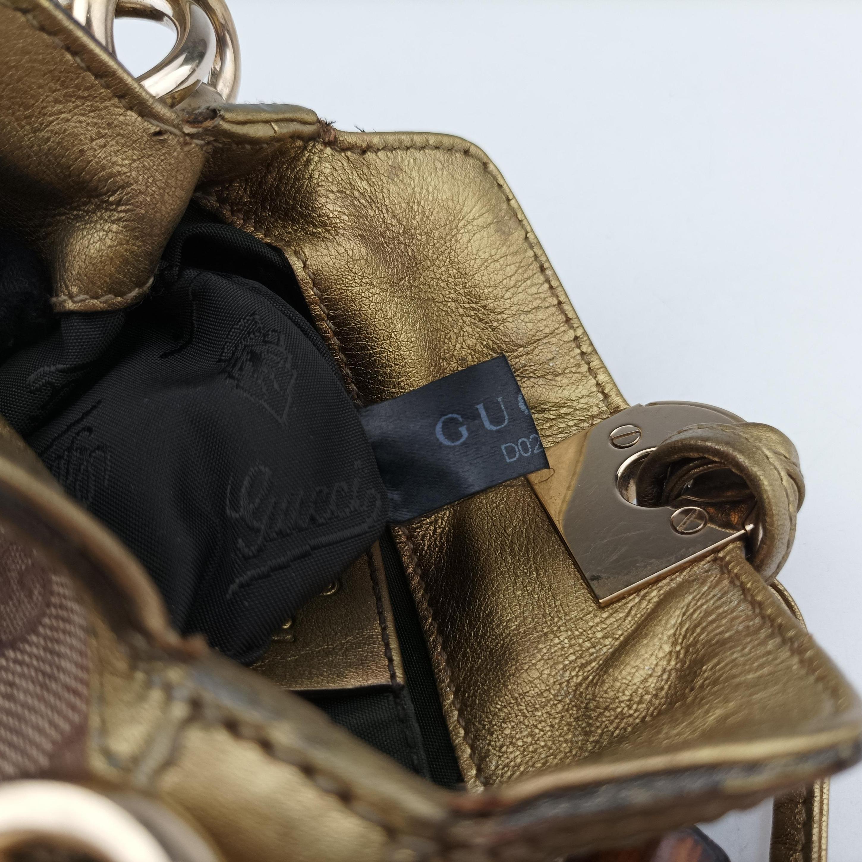 Secondhand Gucci Indy Mini Top Handle Brown×golden Canvas 198339 shoulderbag | stylenewstar