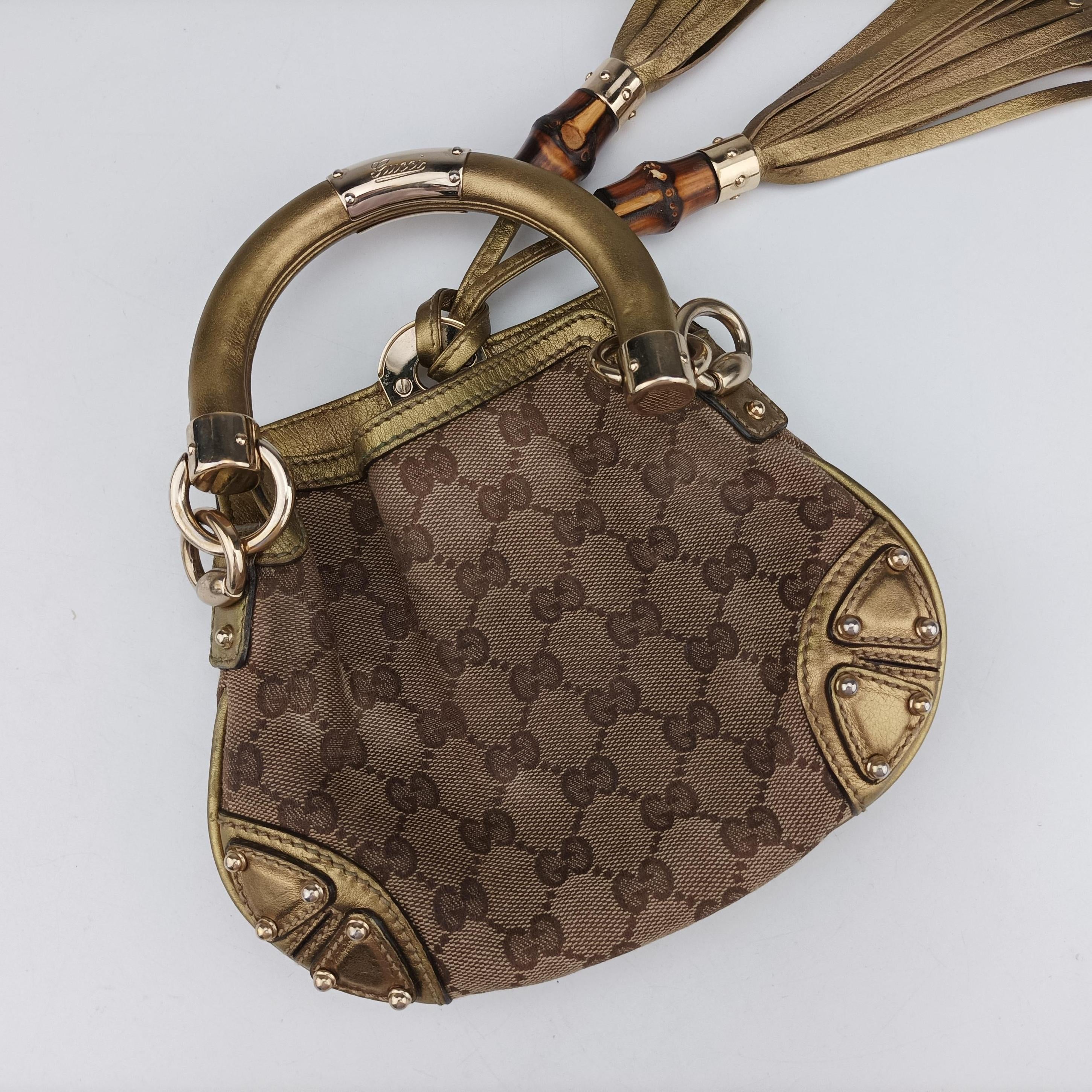 Secondhand Gucci Indy Mini Top Handle Brown×golden Canvas 198339 shoulderbag | stylenewstar