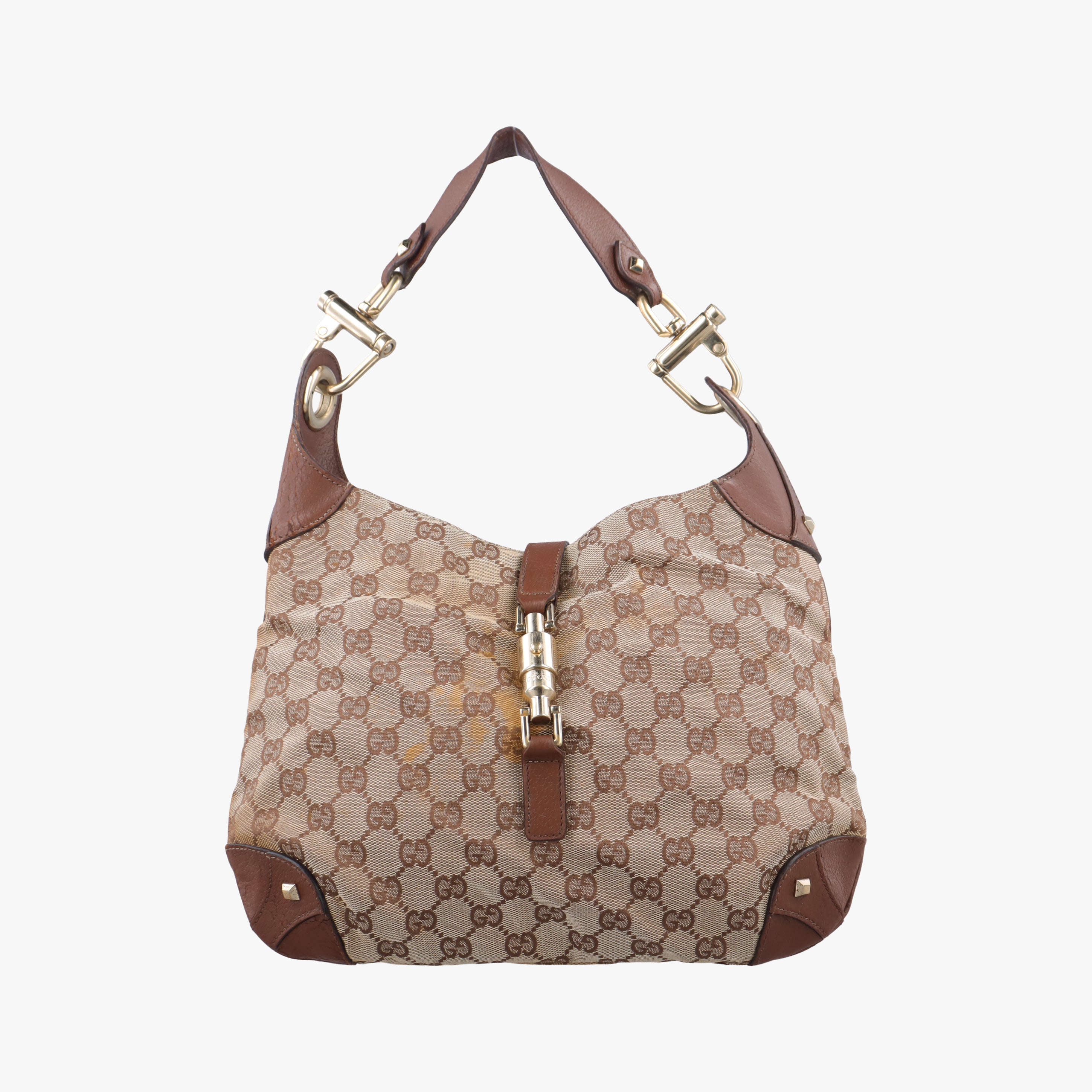 Pre-owned Gucci New Jackie Beige x Brown canvas×leather 120888 handbag | stylenewstar