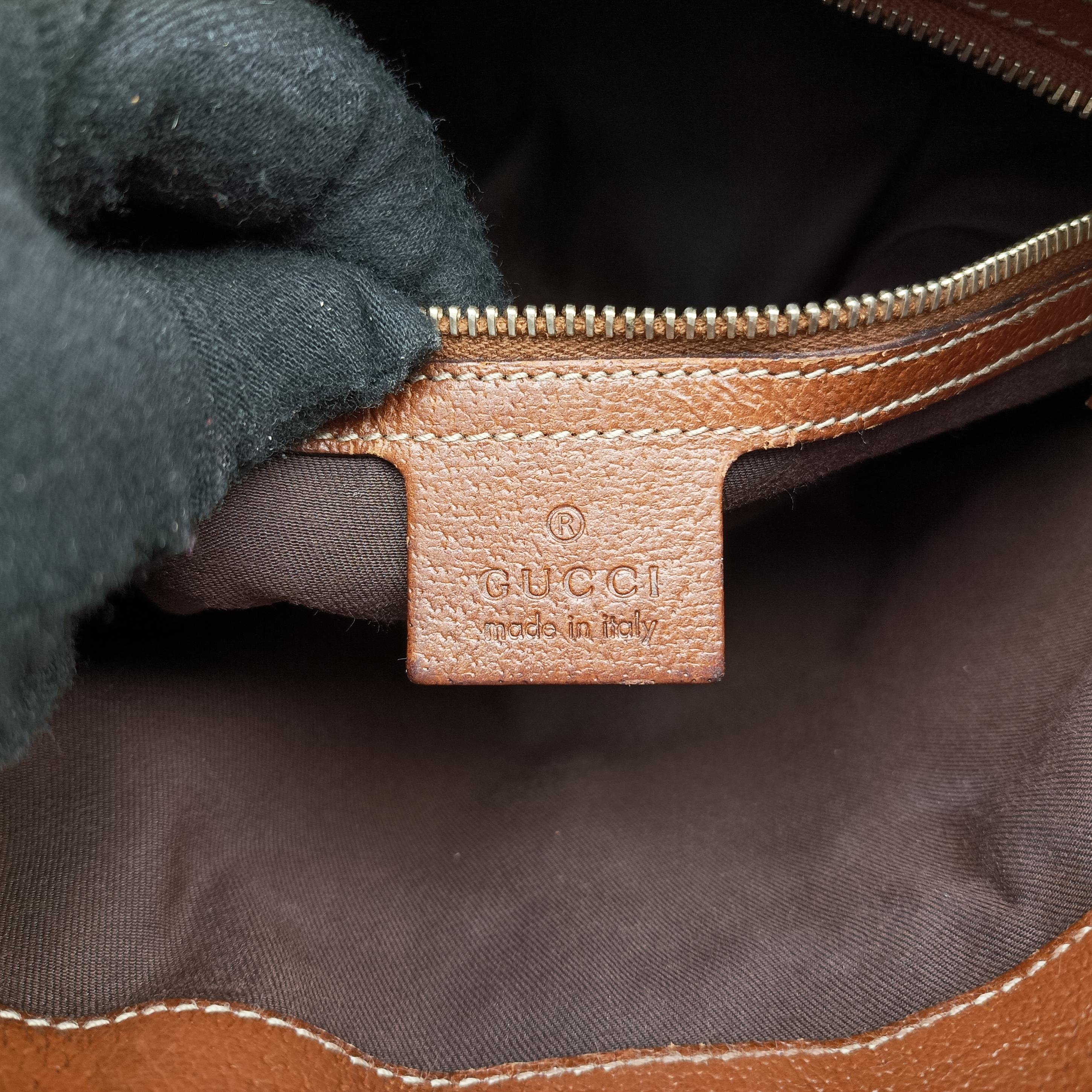 Pre-owned Gucci New Jackie Beige x Brown canvas×leather 120888 handbag | stylenewstar
