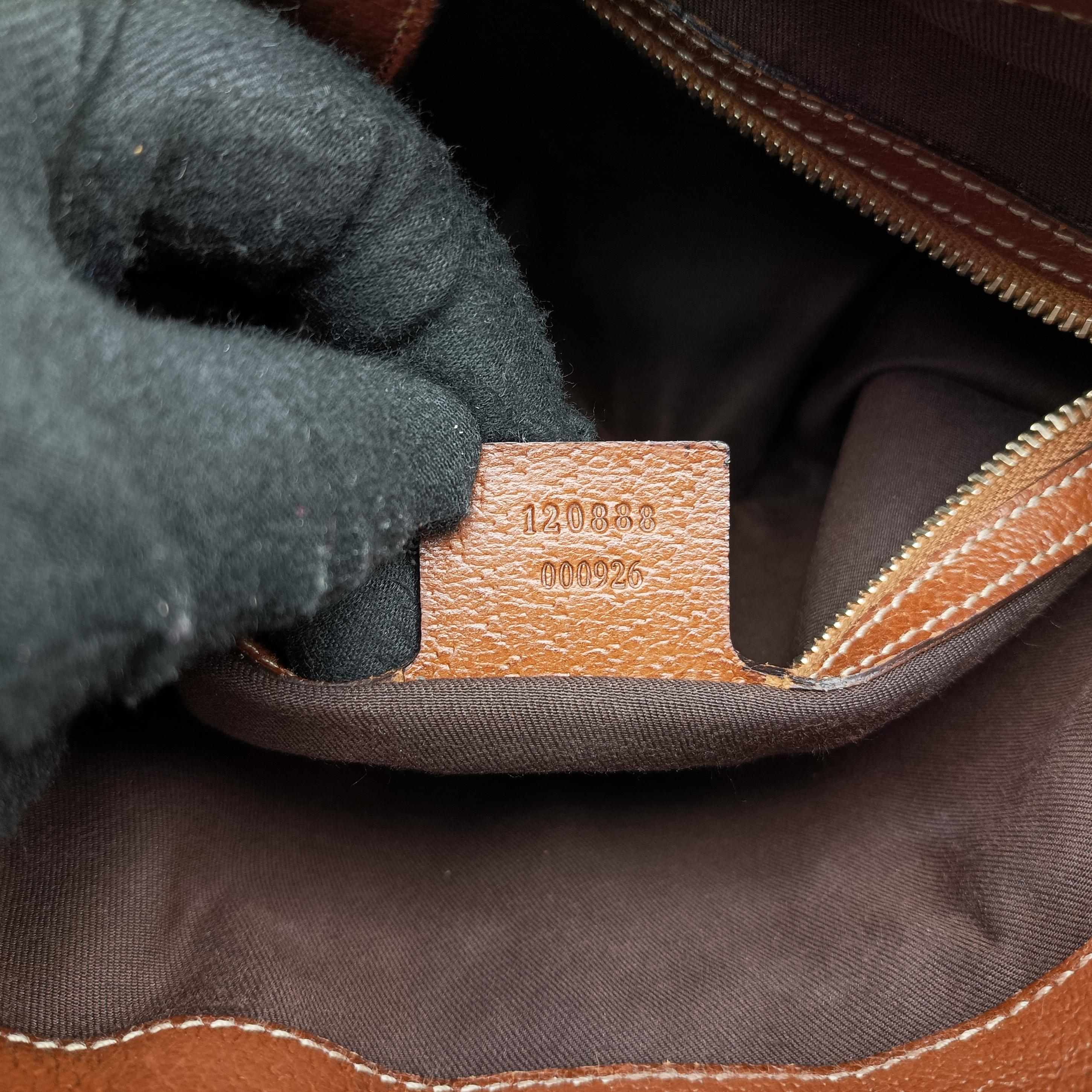 Pre-owned Gucci New Jackie Beige x Brown canvas×leather 120888 handbag | stylenewstar