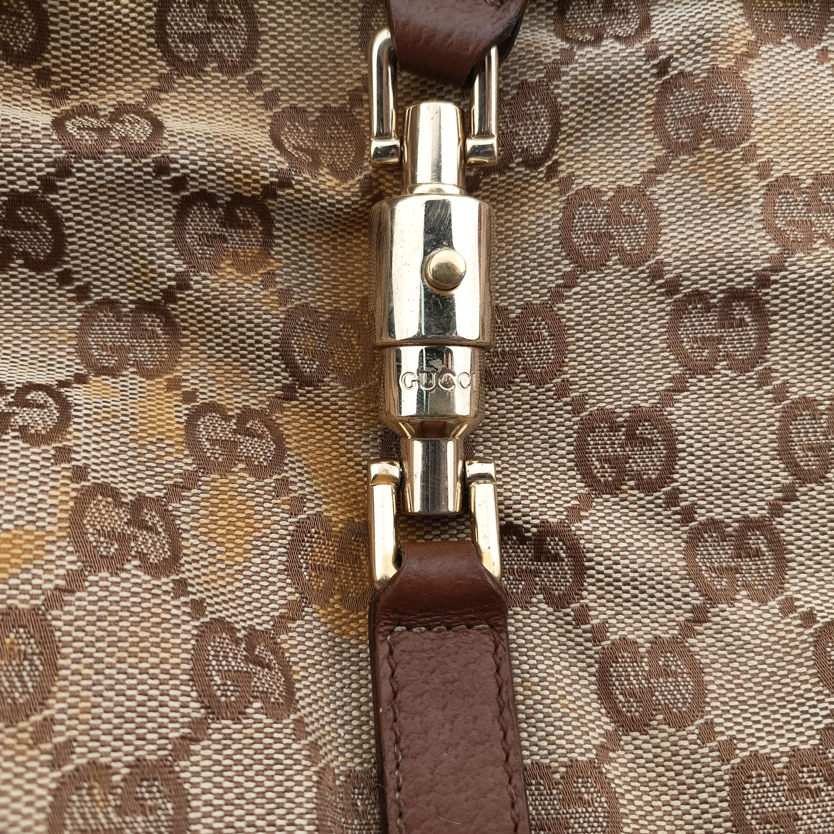 Pre-owned Gucci New Jackie Beige x Brown canvas×leather 120888 handbag | stylenewstar