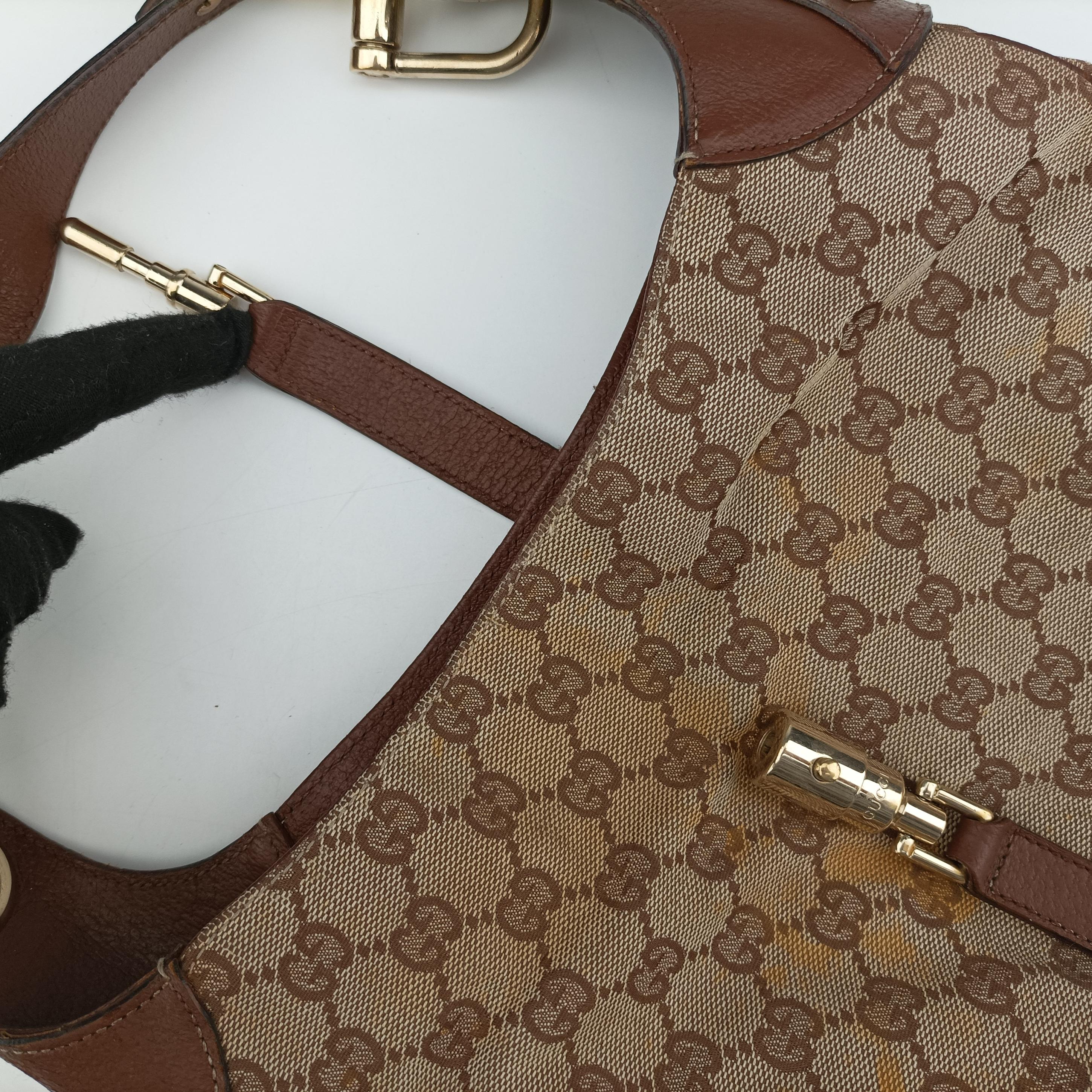 Pre-owned Gucci New Jackie Beige x Brown canvas×leather 120888 handbag | stylenewstar
