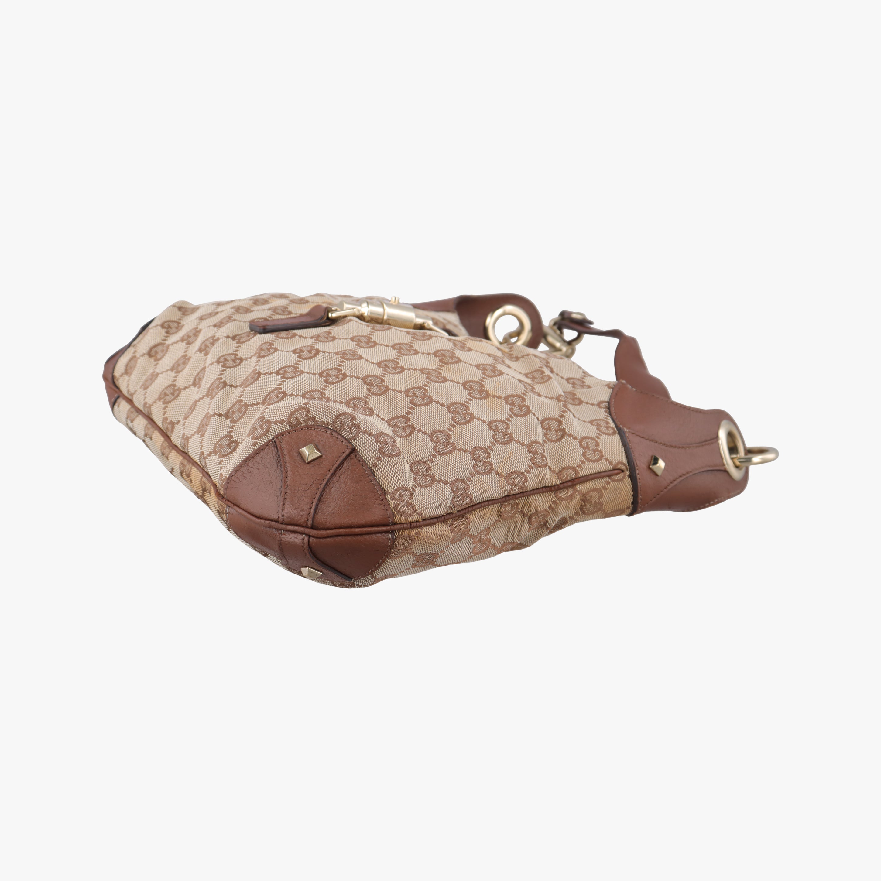 Pre-owned Gucci New Jackie Beige x Brown canvas×leather 120888 handbag | stylenewstar