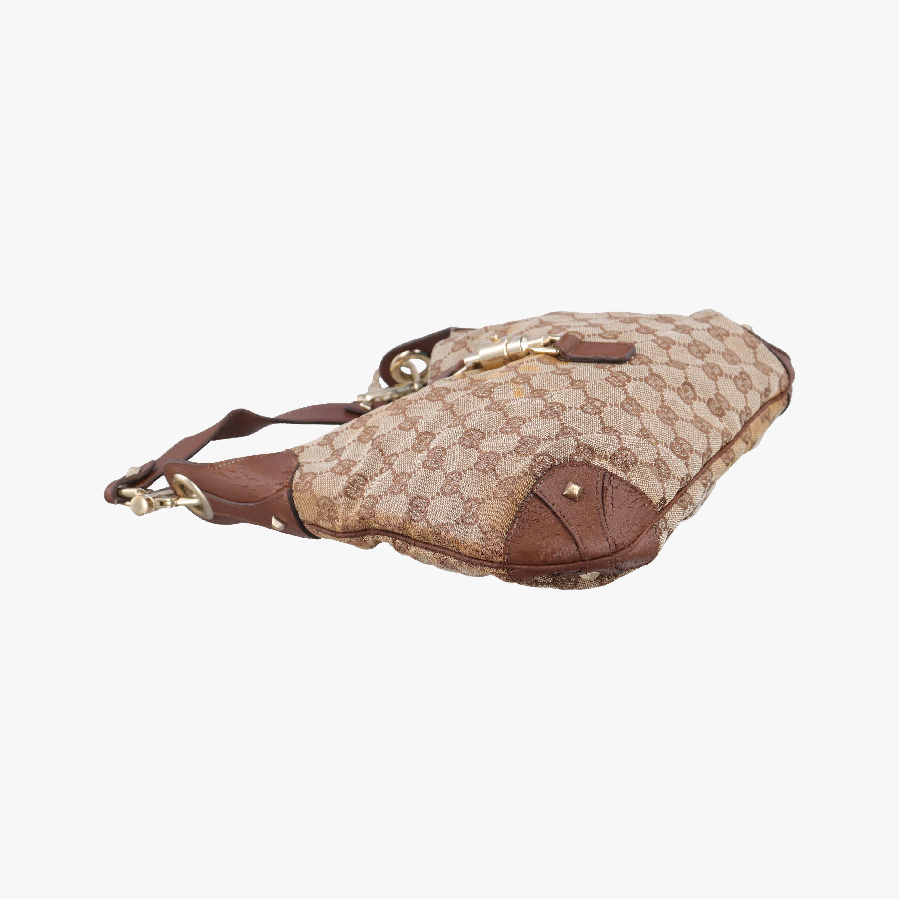 Pre-owned Gucci New Jackie Beige x Brown canvas×leather 120888 handbag | stylenewstar