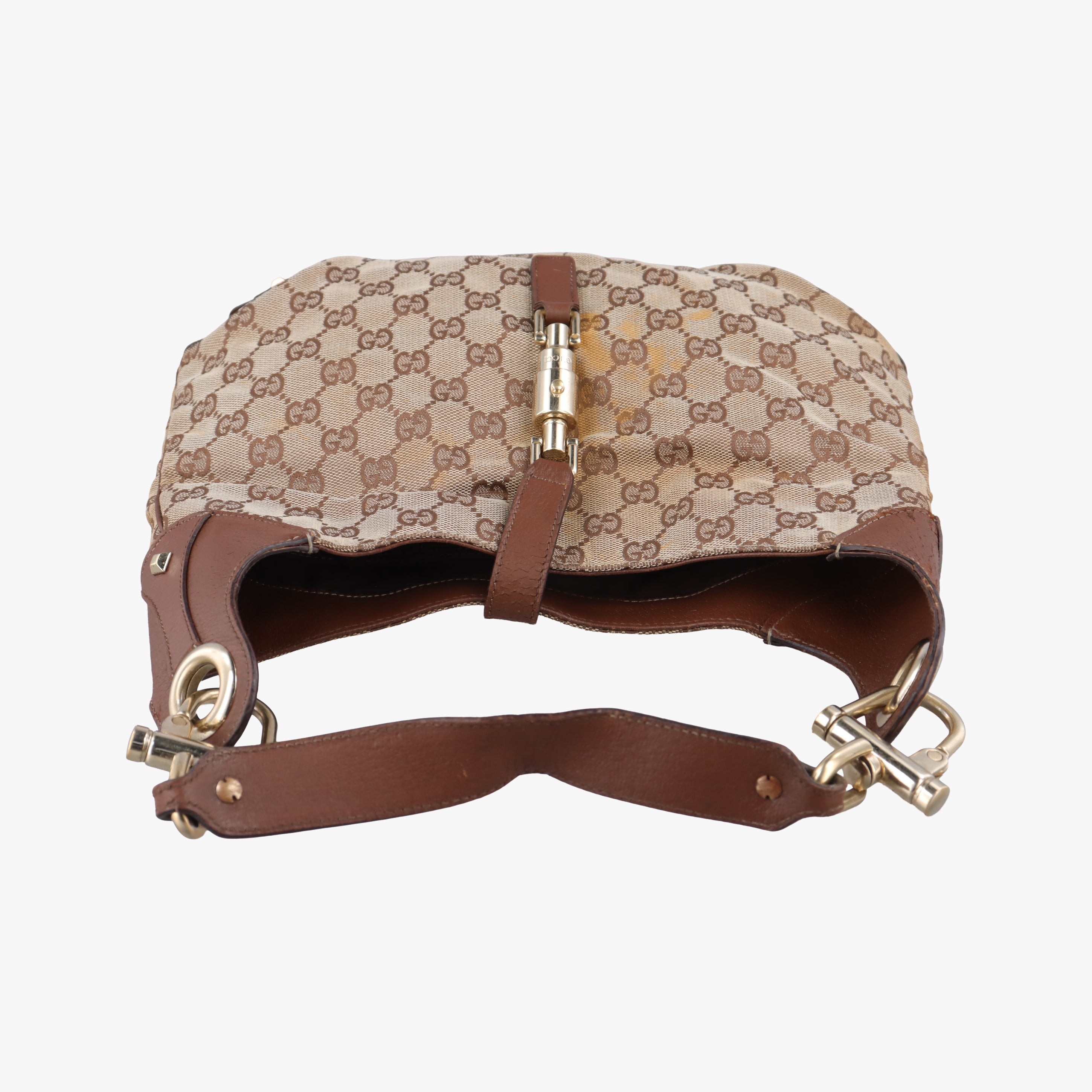 Pre-owned Gucci New Jackie Beige x Brown canvas×leather 120888 handbag | stylenewstar