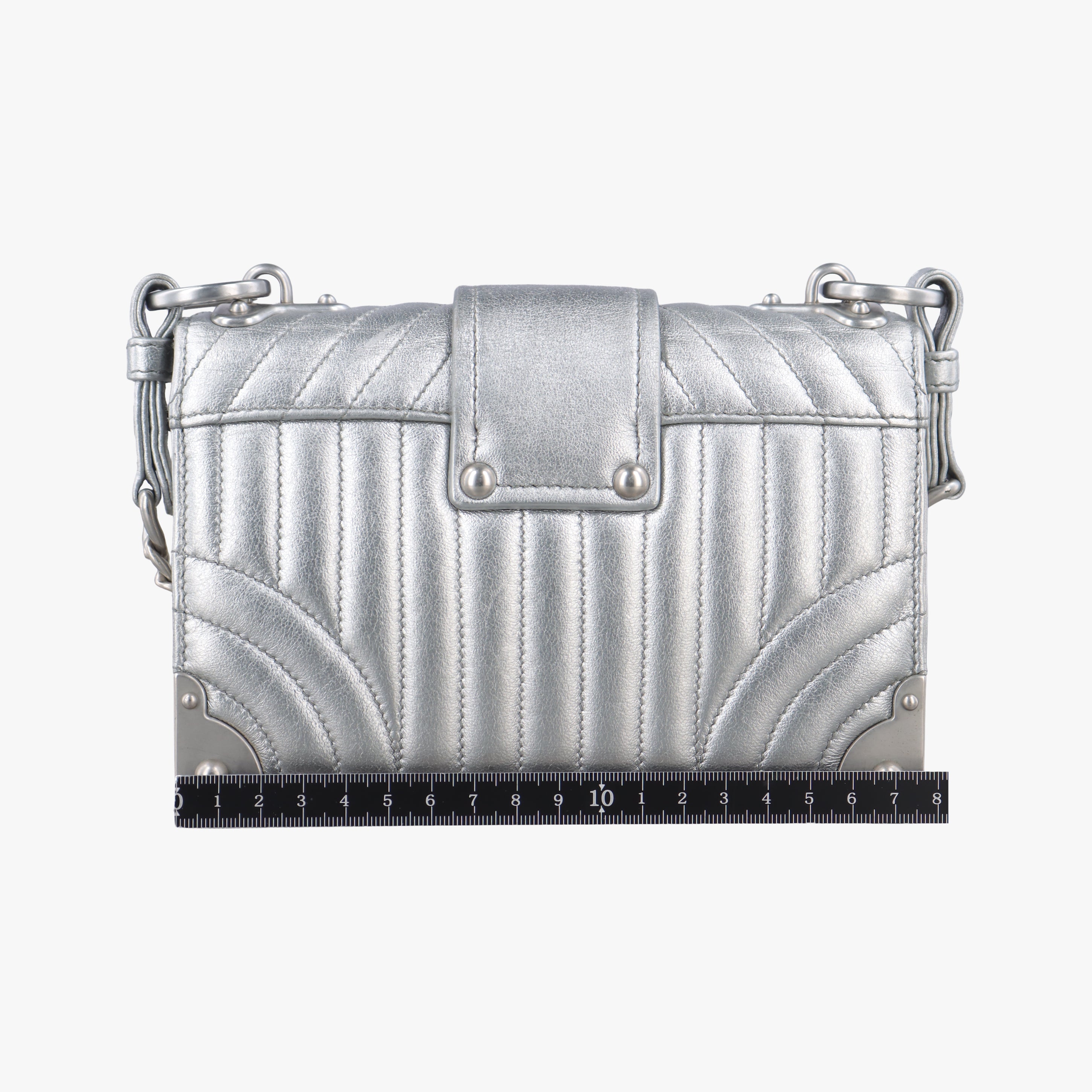 Pre-owned Prada Cahier Silver Leather  shoulderbag | stylenewstar