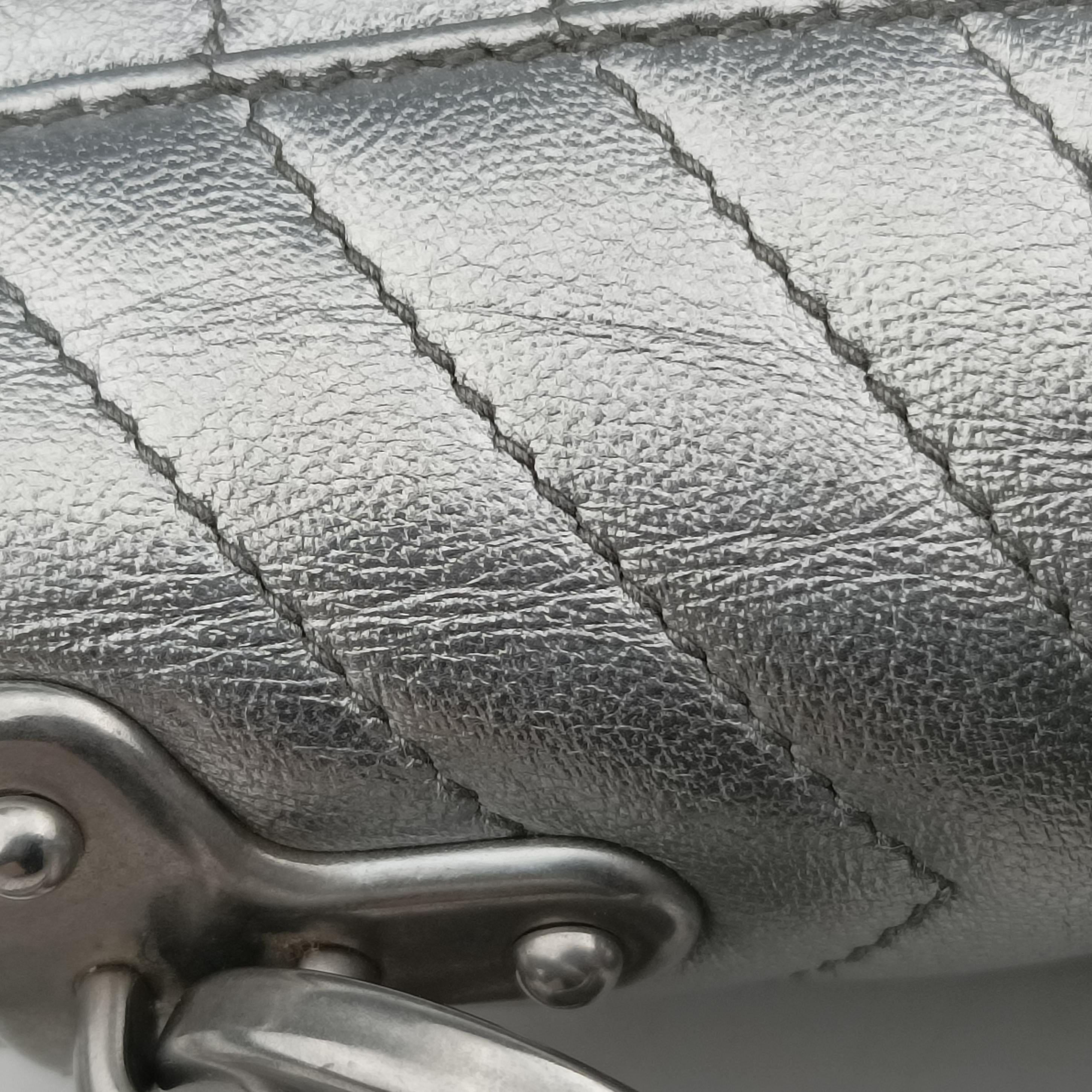 Pre-owned Prada Cahier Silver Leather  shoulderbag | stylenewstar