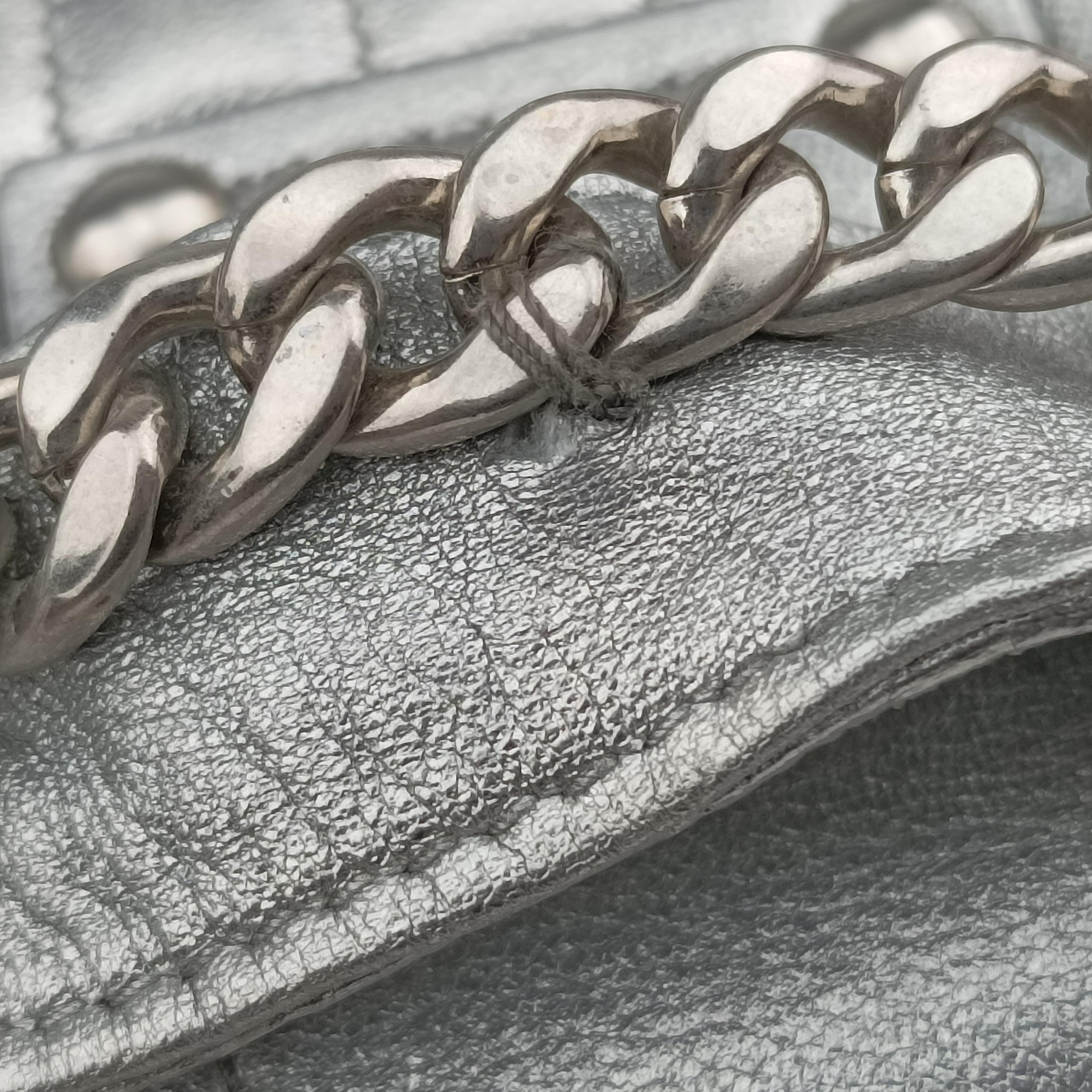 Pre-owned Prada Cahier Silver Leather  shoulderbag | stylenewstar