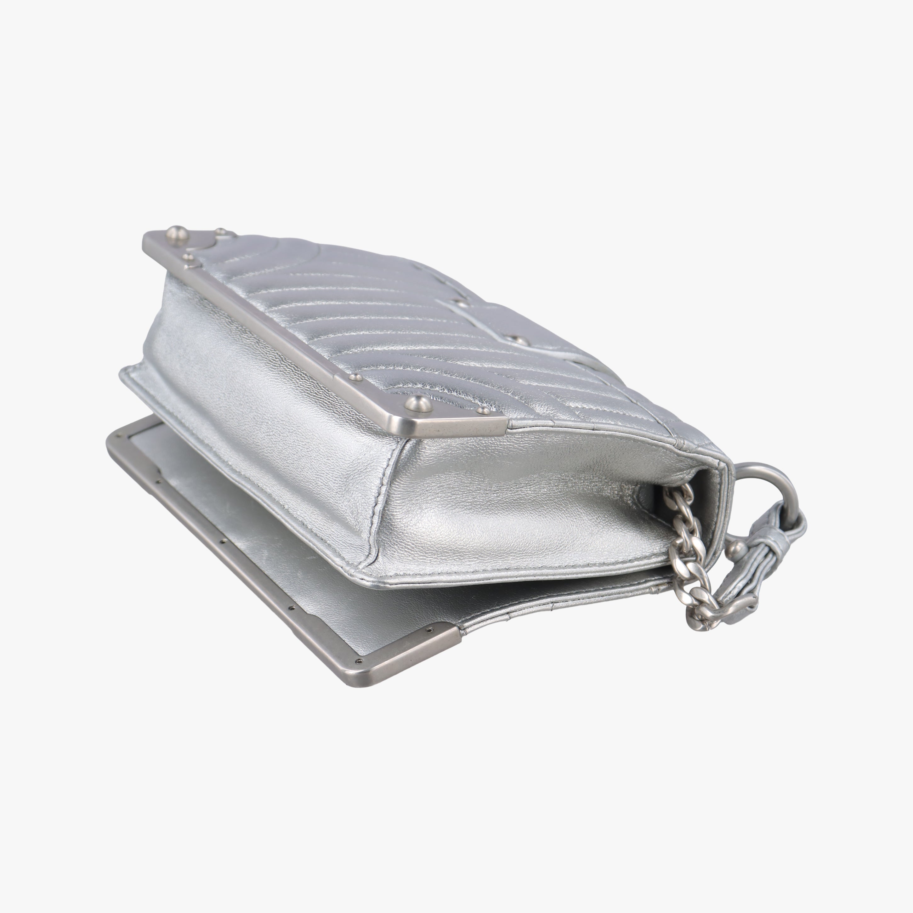 Pre-owned Prada Cahier Silver Leather  shoulderbag | stylenewstar