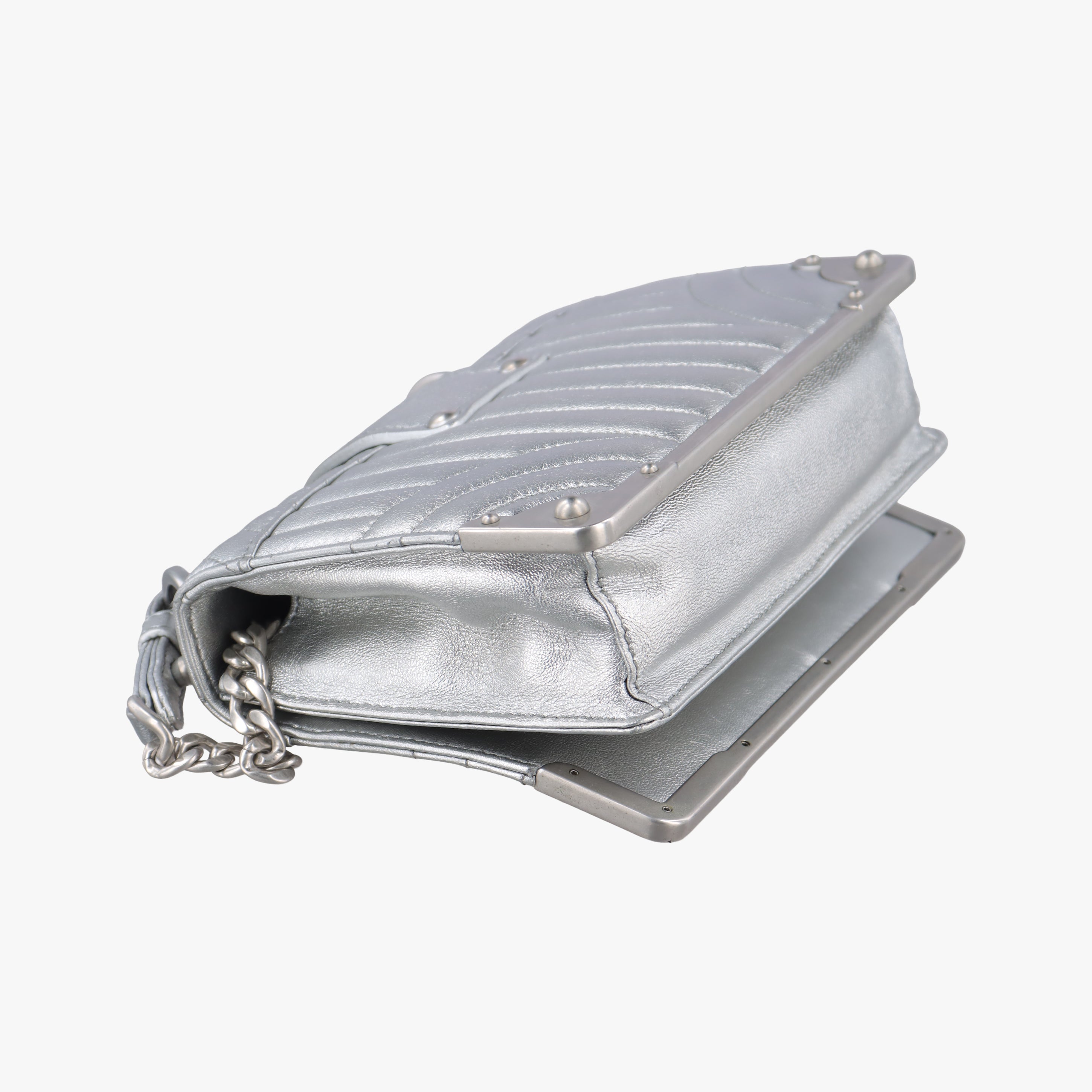 Pre-owned Prada Cahier Silver Leather  shoulderbag | stylenewstar