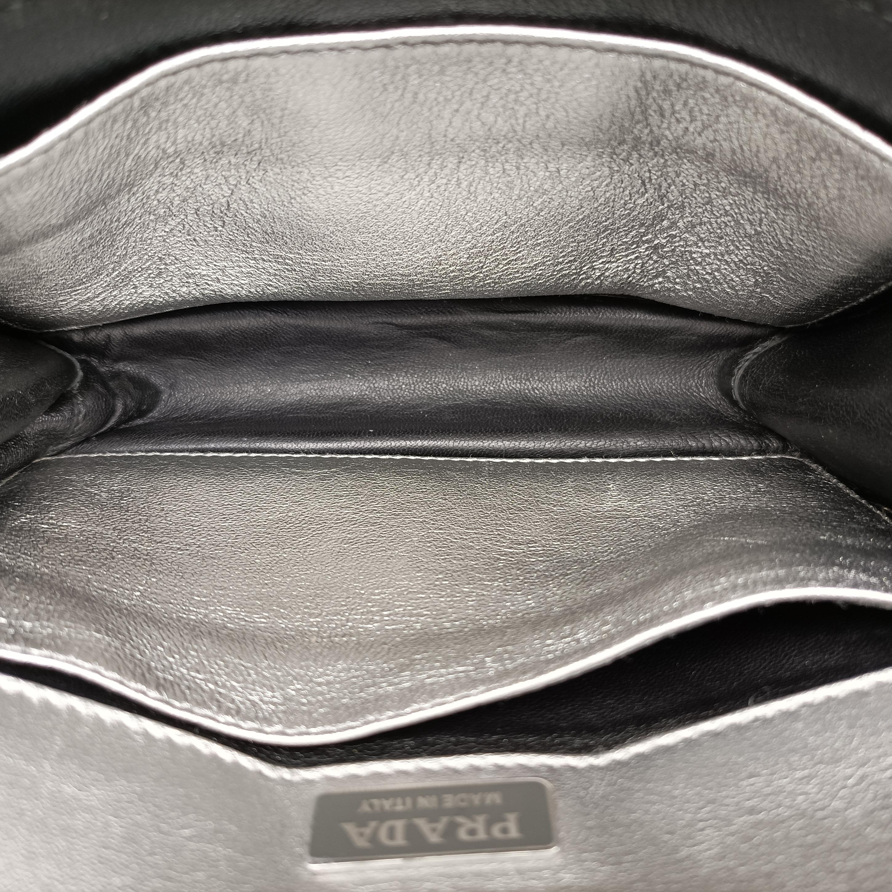Pre-owned Prada Cahier Silver Leather  shoulderbag | stylenewstar
