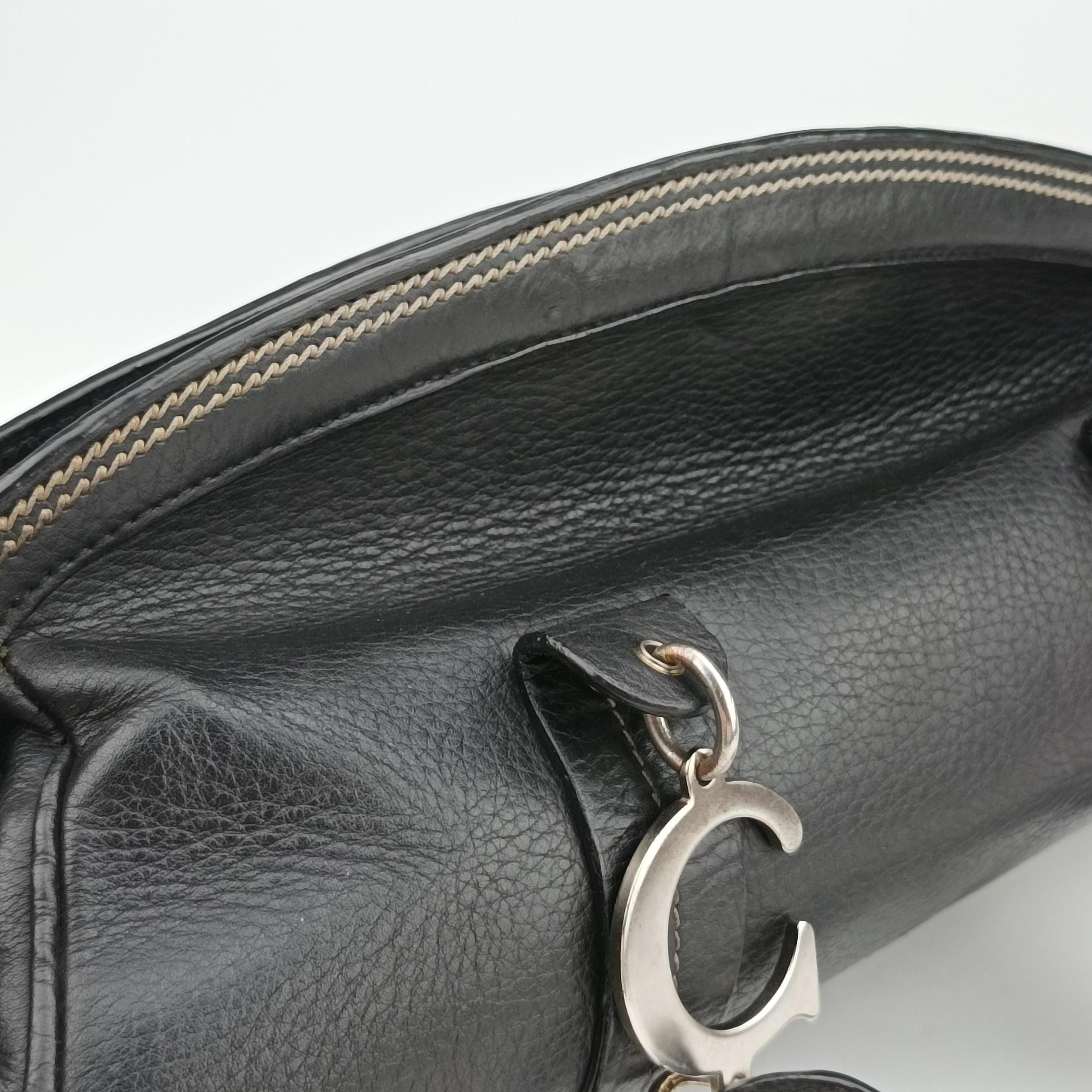 Pre-owned Christian Dior Detective Frame Black Leather  handbag | stylenewstar
