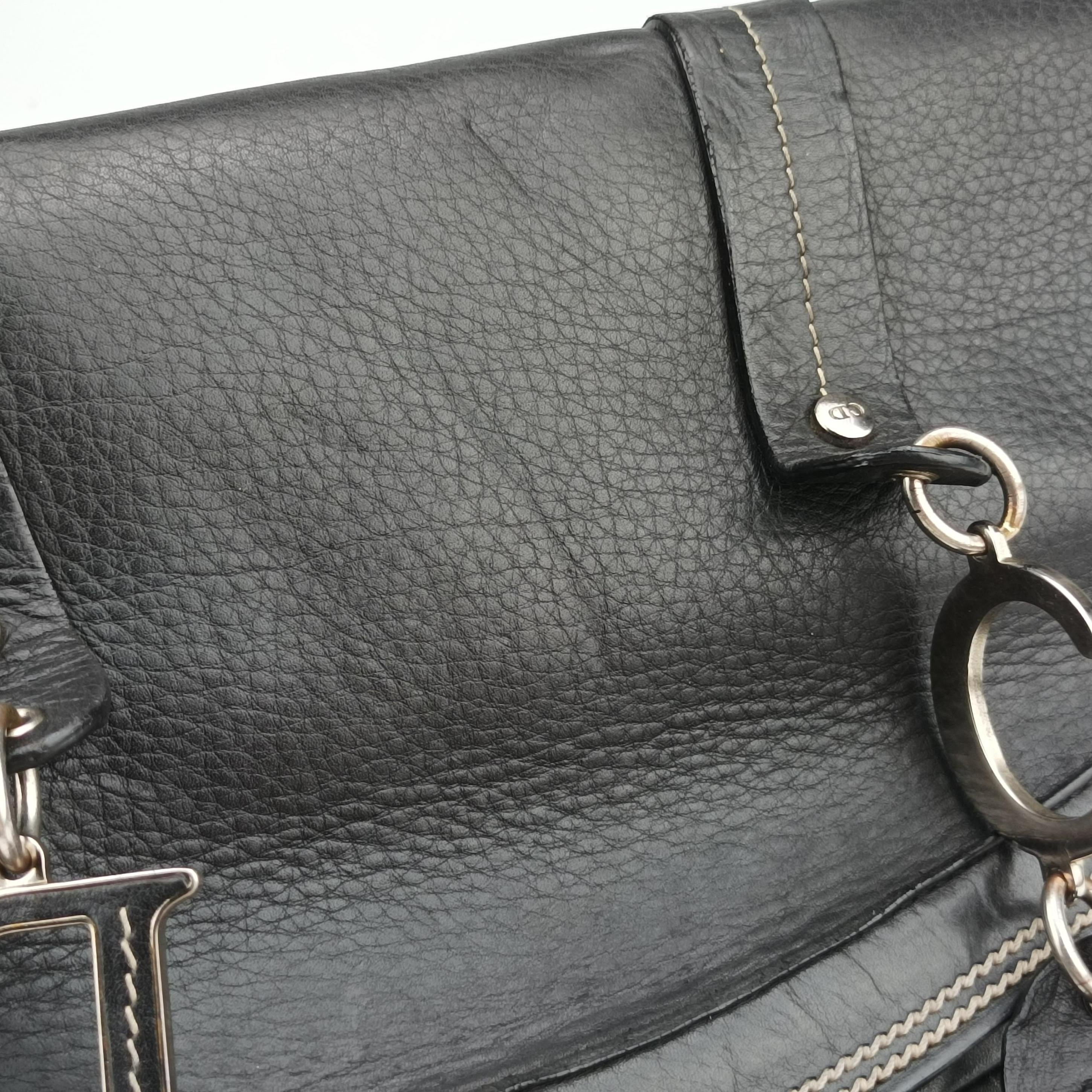 Pre-owned Christian Dior Detective Frame Black Leather  handbag | stylenewstar