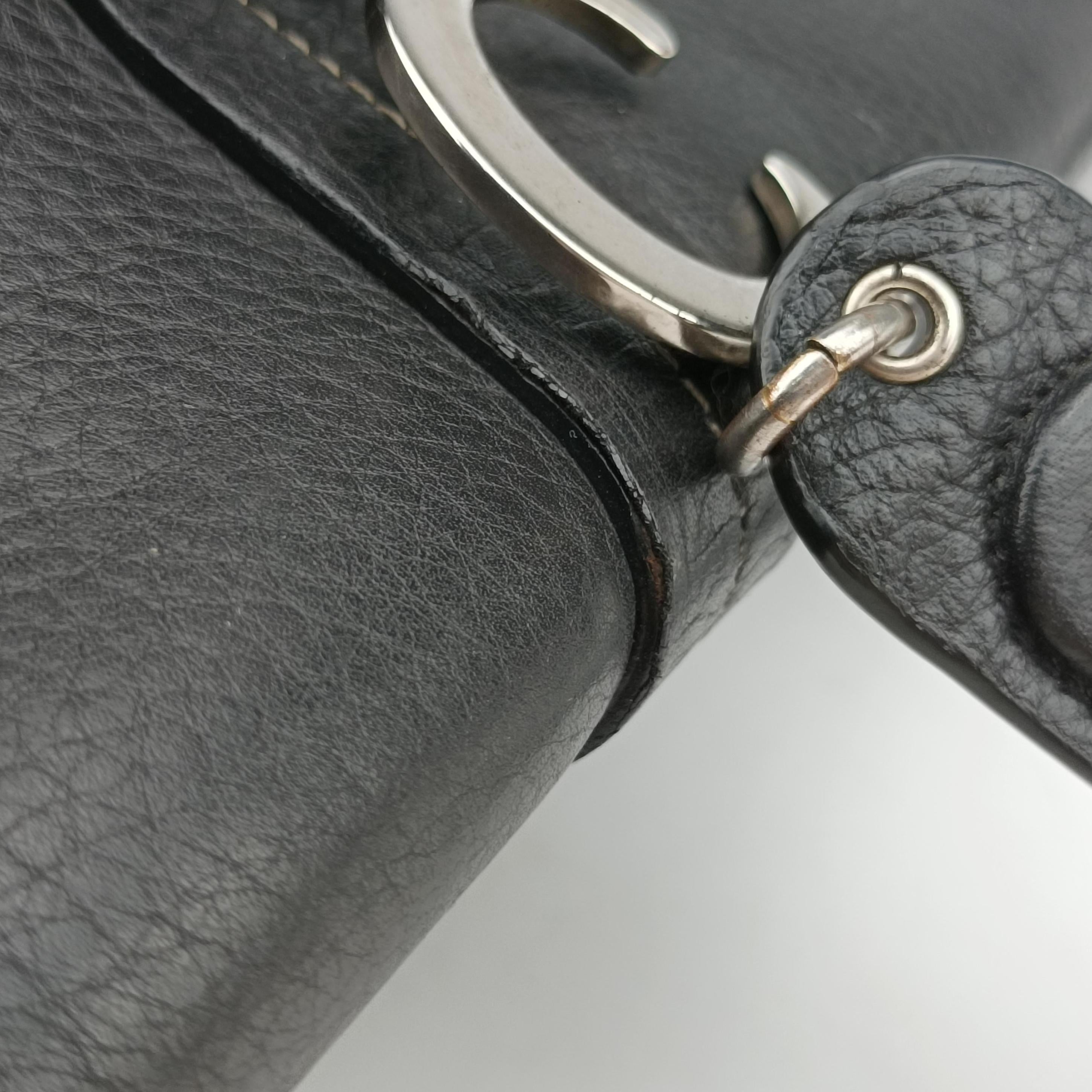 Pre-owned Christian Dior Detective Frame Black Leather  handbag | stylenewstar