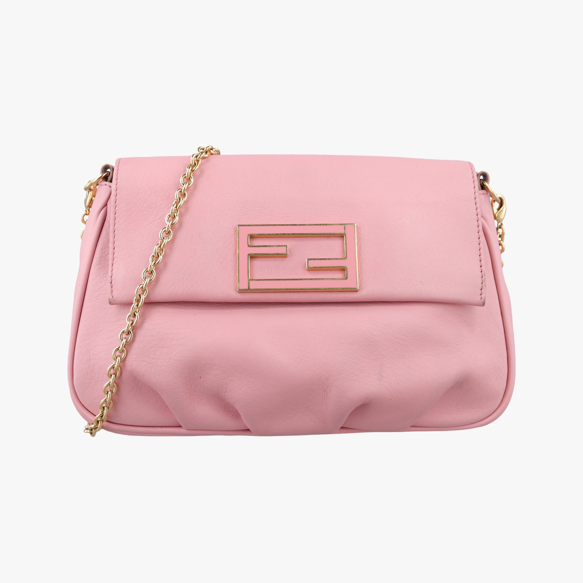 Pre-owned Fendi Fendista Pochette Pink Leather 8M0276 shoulderbag | stylenewstar