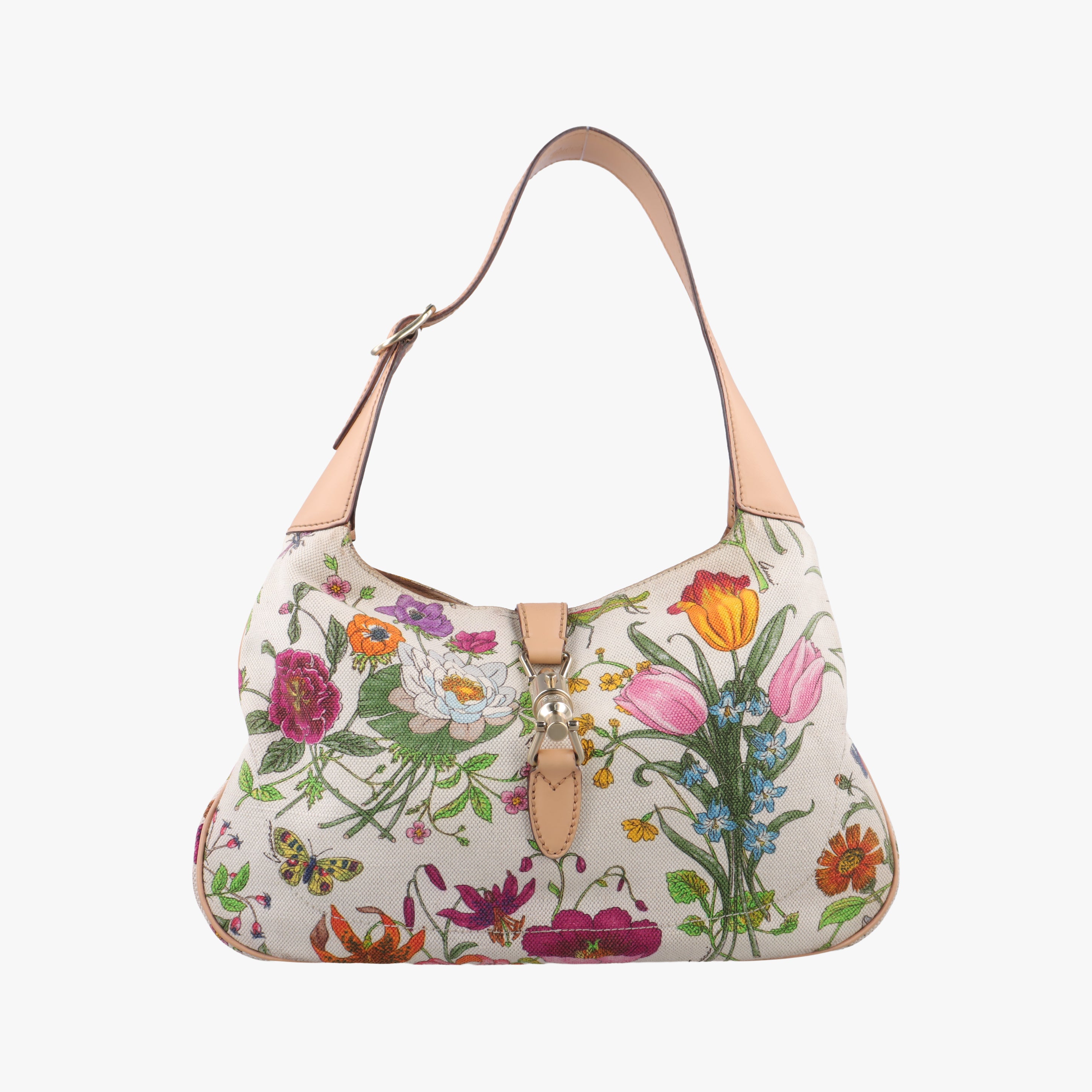 Vintage Gucci Flora Jackie Hobo White×Multicolour canvas×leather 137335 shoulderbag | stylenewstar