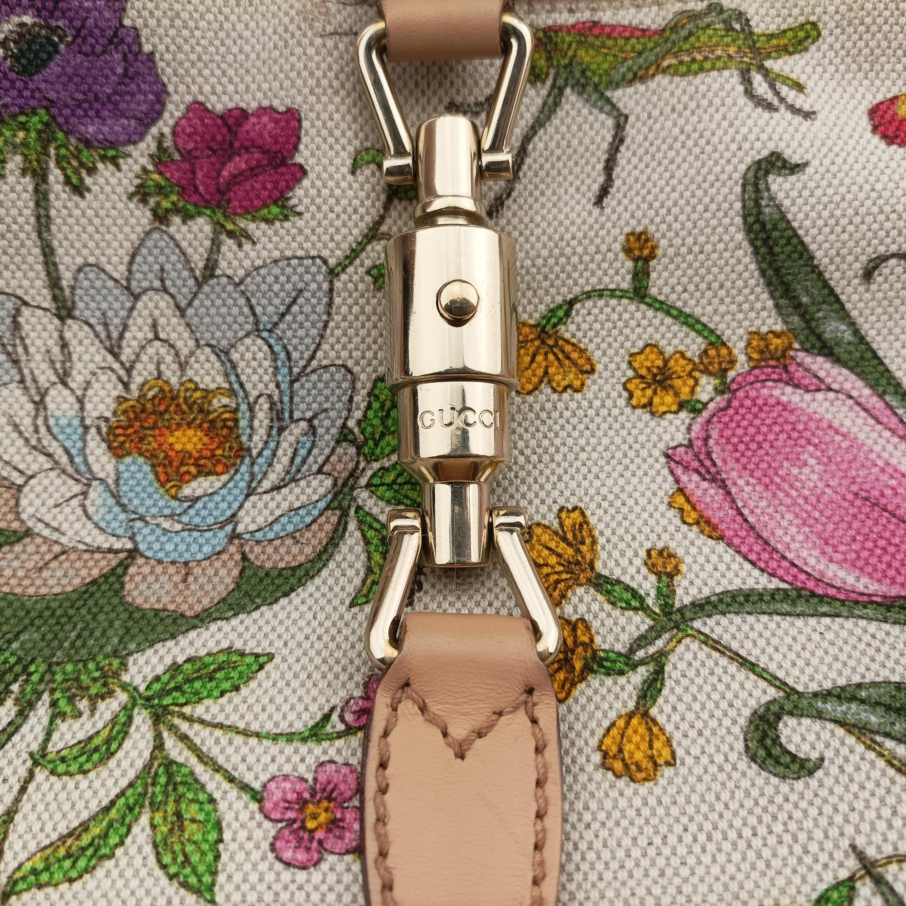 Vintage Gucci Flora Jackie Hobo White×Multicolour canvas×leather 137335 shoulderbag | stylenewstar