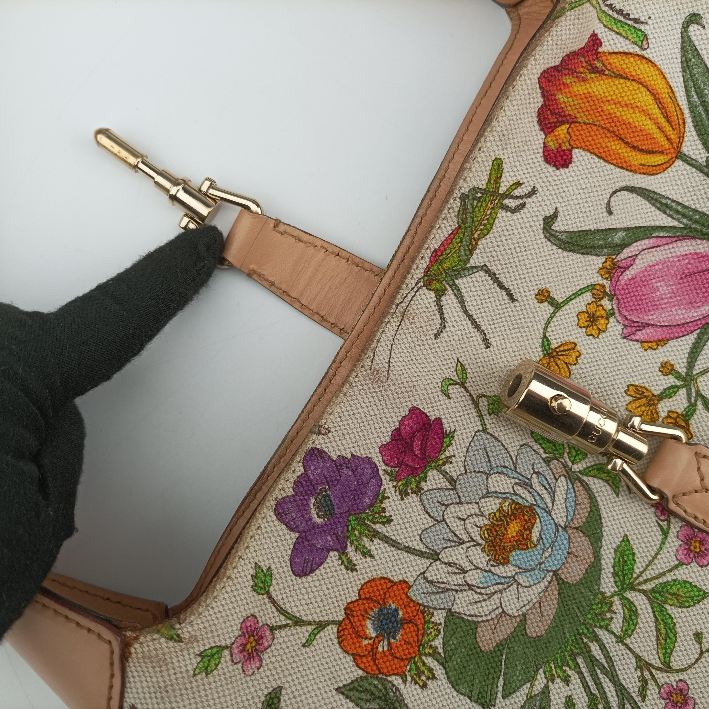 Vintage Gucci Flora Jackie Hobo White×Multicolour canvas×leather 137335 shoulderbag | stylenewstar