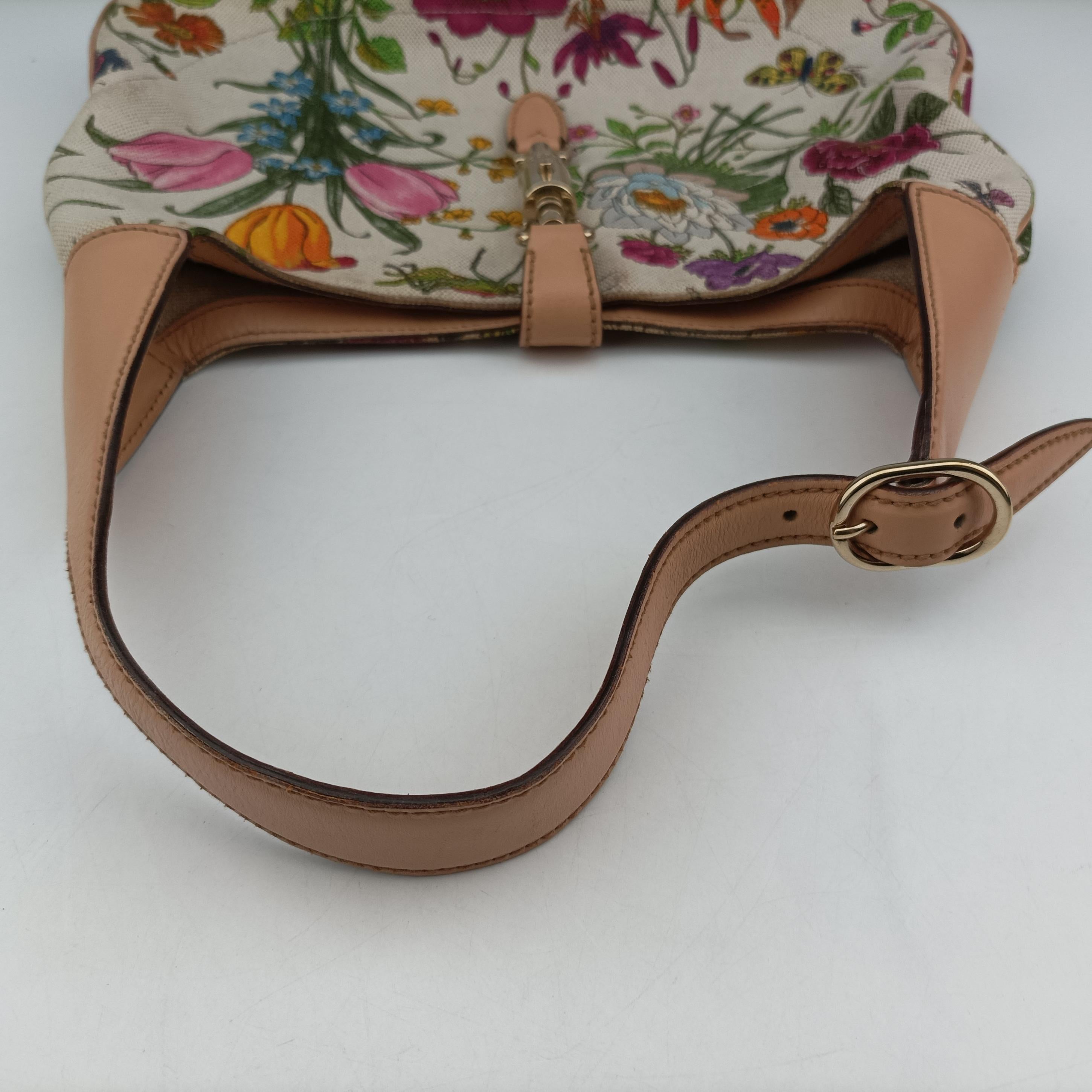 Vintage Gucci Flora Jackie Hobo White×Multicolour canvas×leather 137335 shoulderbag | stylenewstar
