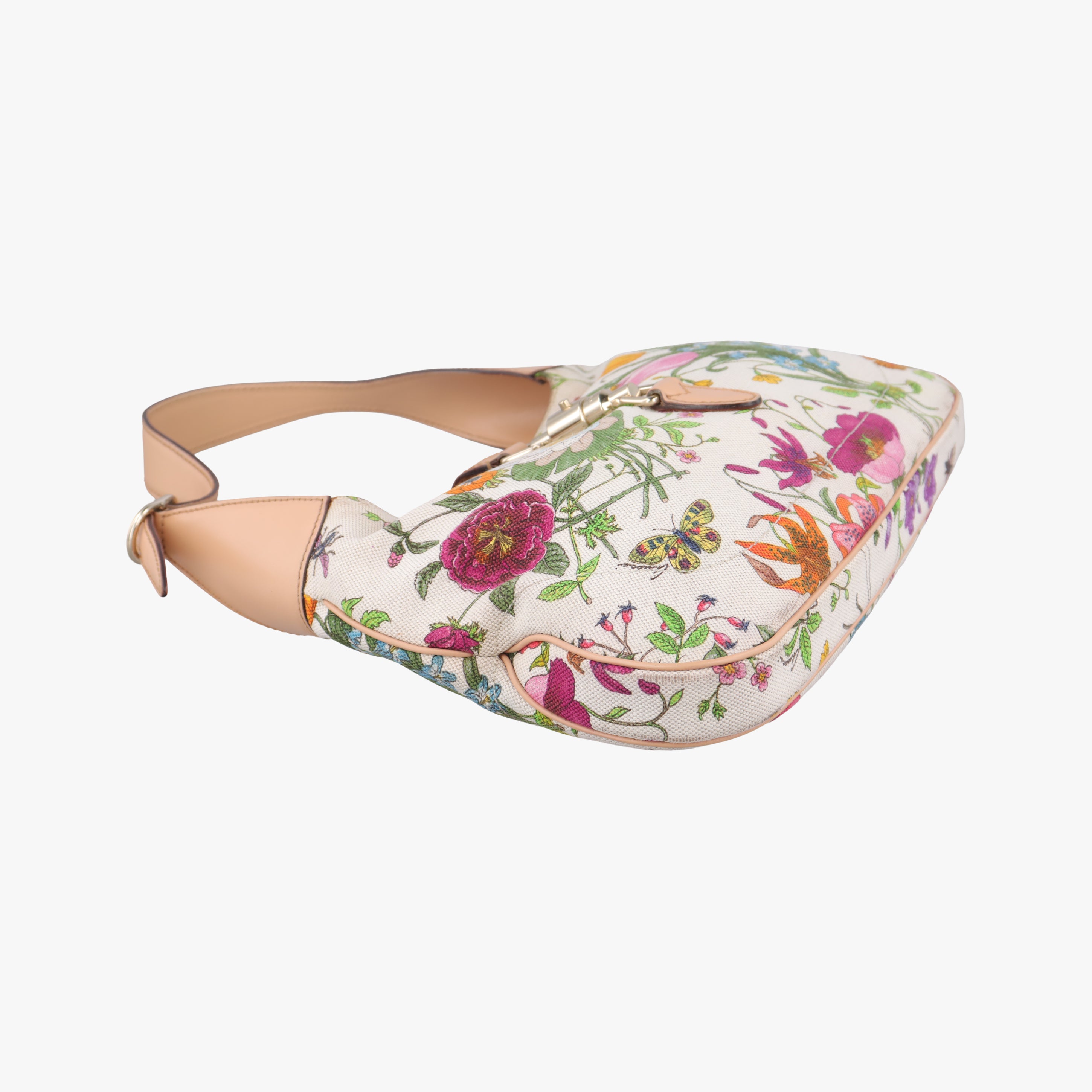Vintage Gucci Flora Jackie Hobo White×Multicolour canvas×leather 137335 shoulderbag | stylenewstar