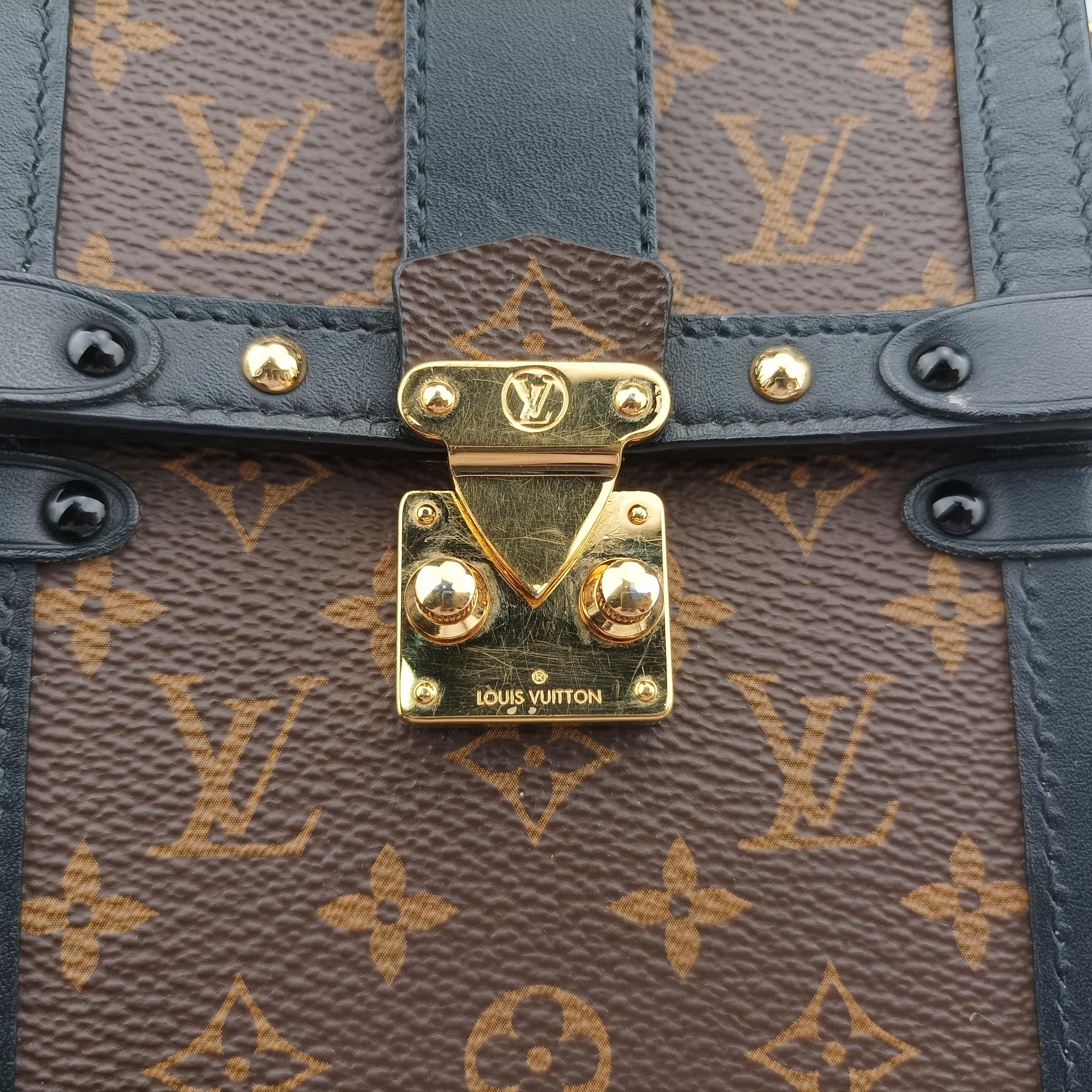 Pre-owned Louis Vuitton Vertical Trunk Pochette Brown×Black Monogram Canvas M63913 shoulderbag | stylenewstar